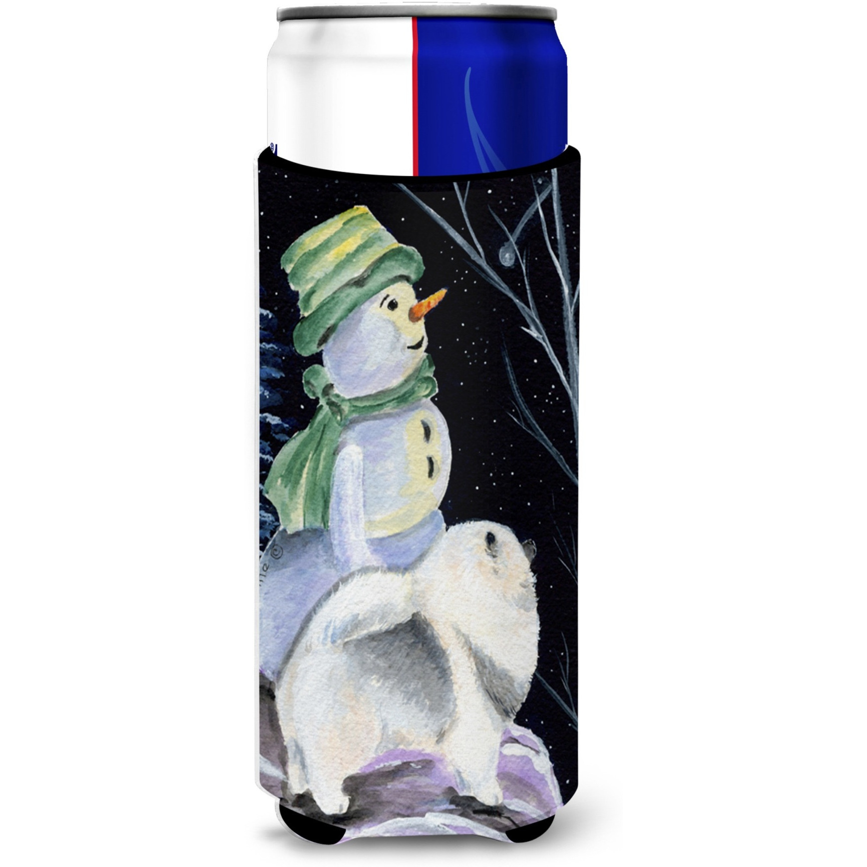 Snowman with Keeshond Ultra Beverage Insulators for slim cans SS8557MUK