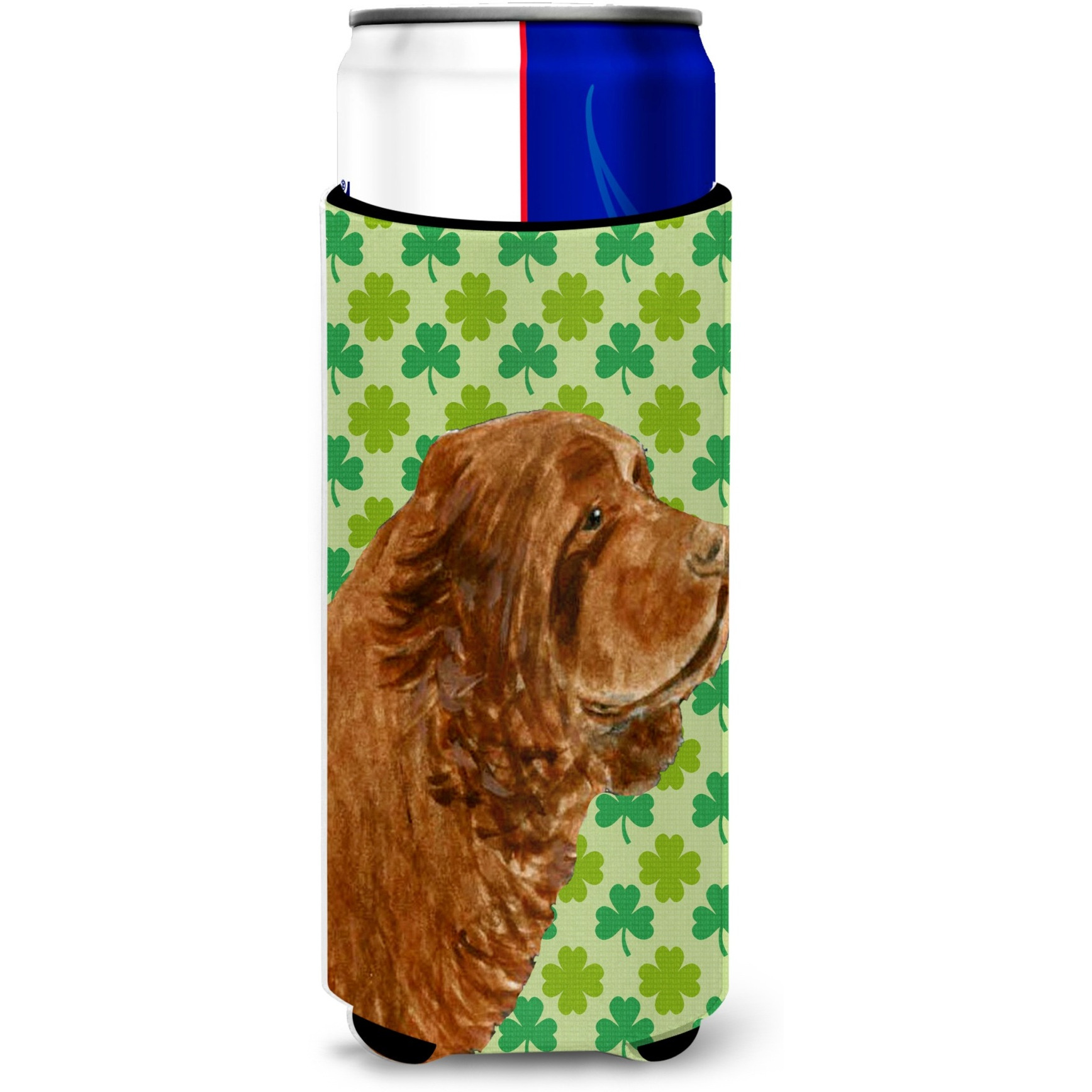 Sussex Spaniel St. Patrick's Day Shamrock Portrait Ultra Beverage Insulators for slim cans SS4441MUK