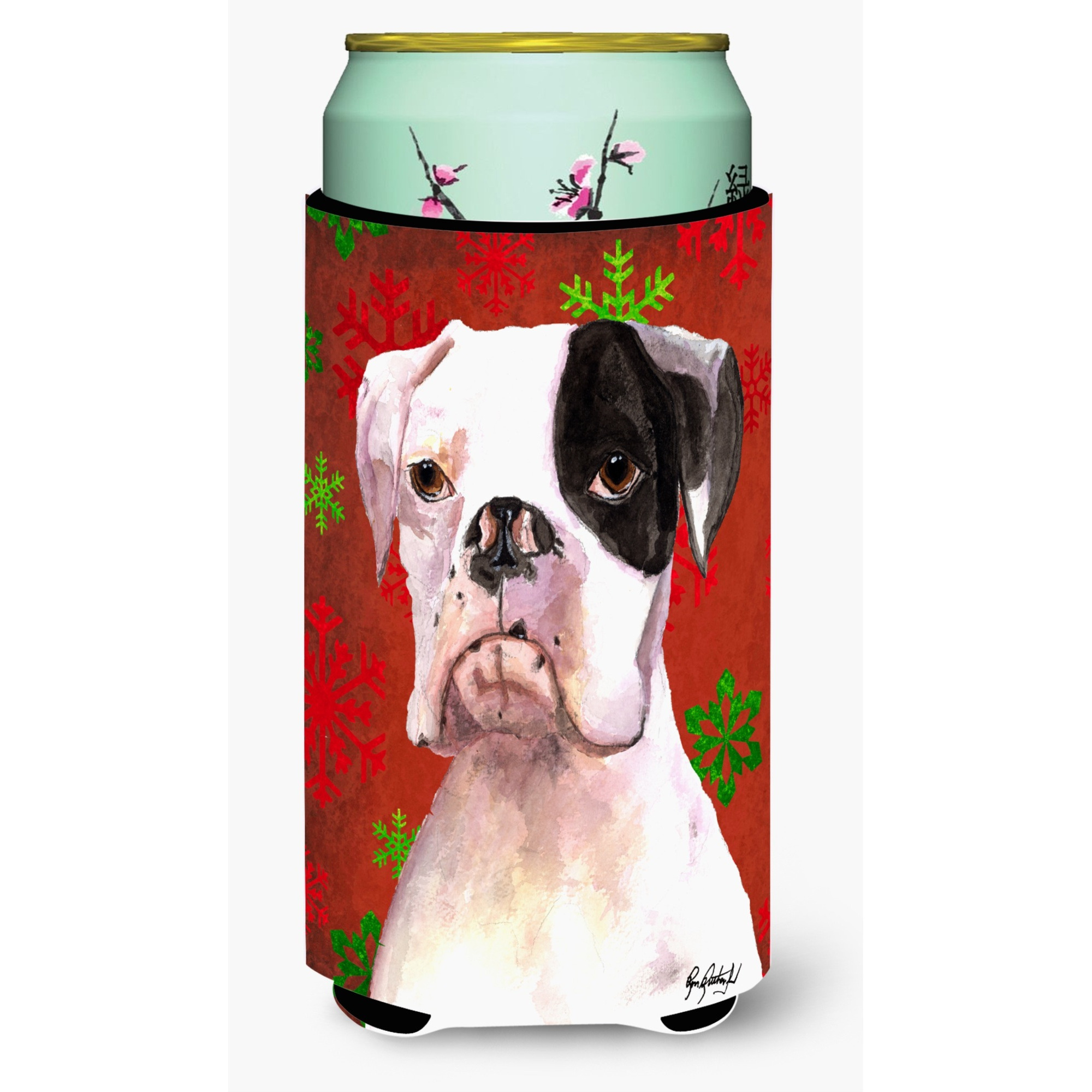 Cooper Red Snowflakes Boxer Tall Boy Beverage Insulator Beverage Insulator Hugger RDR3004TBC