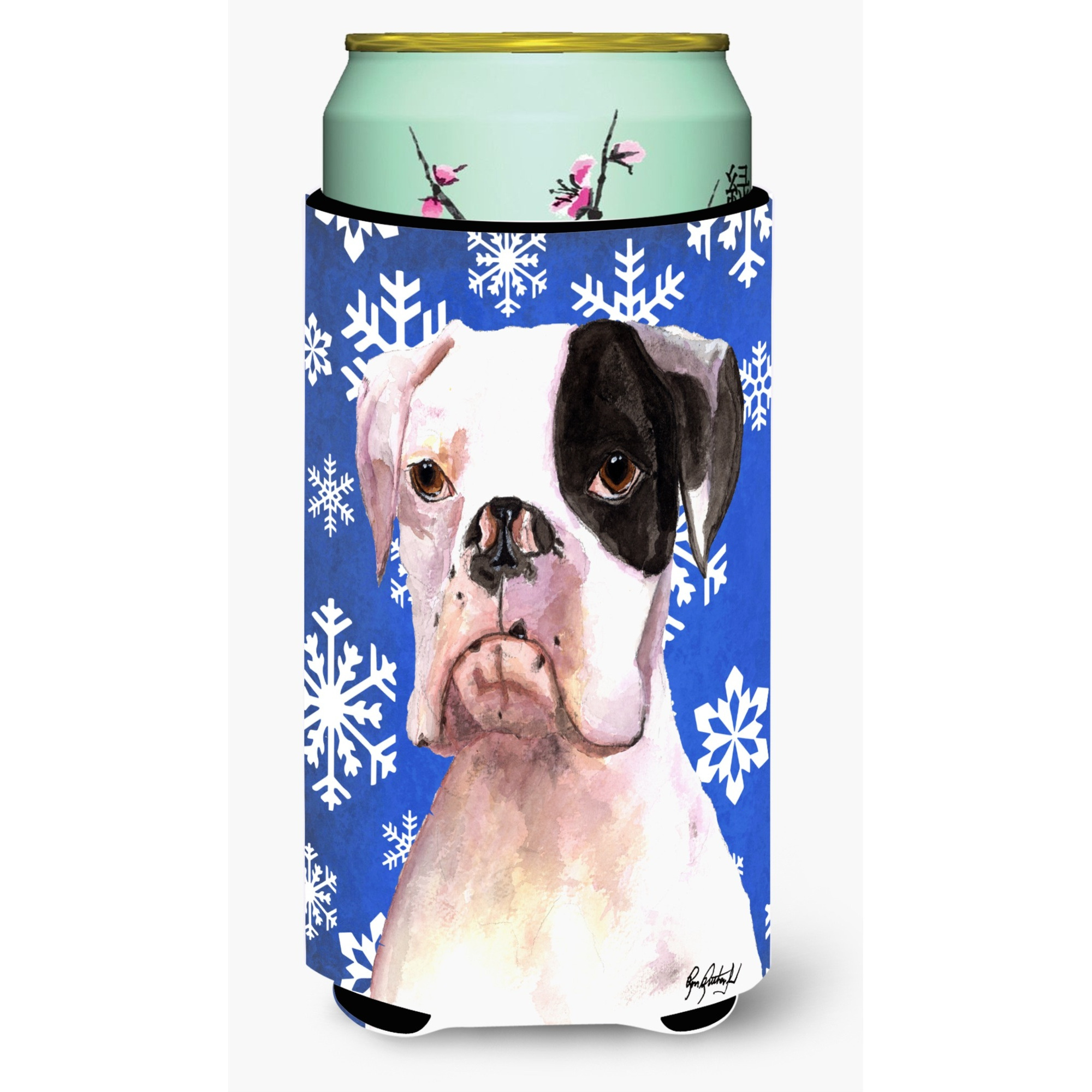Cooper Winter Snowflakes Boxer Tall Boy Beverage Insulator Beverage Insulator Hugger RDR3003TBC