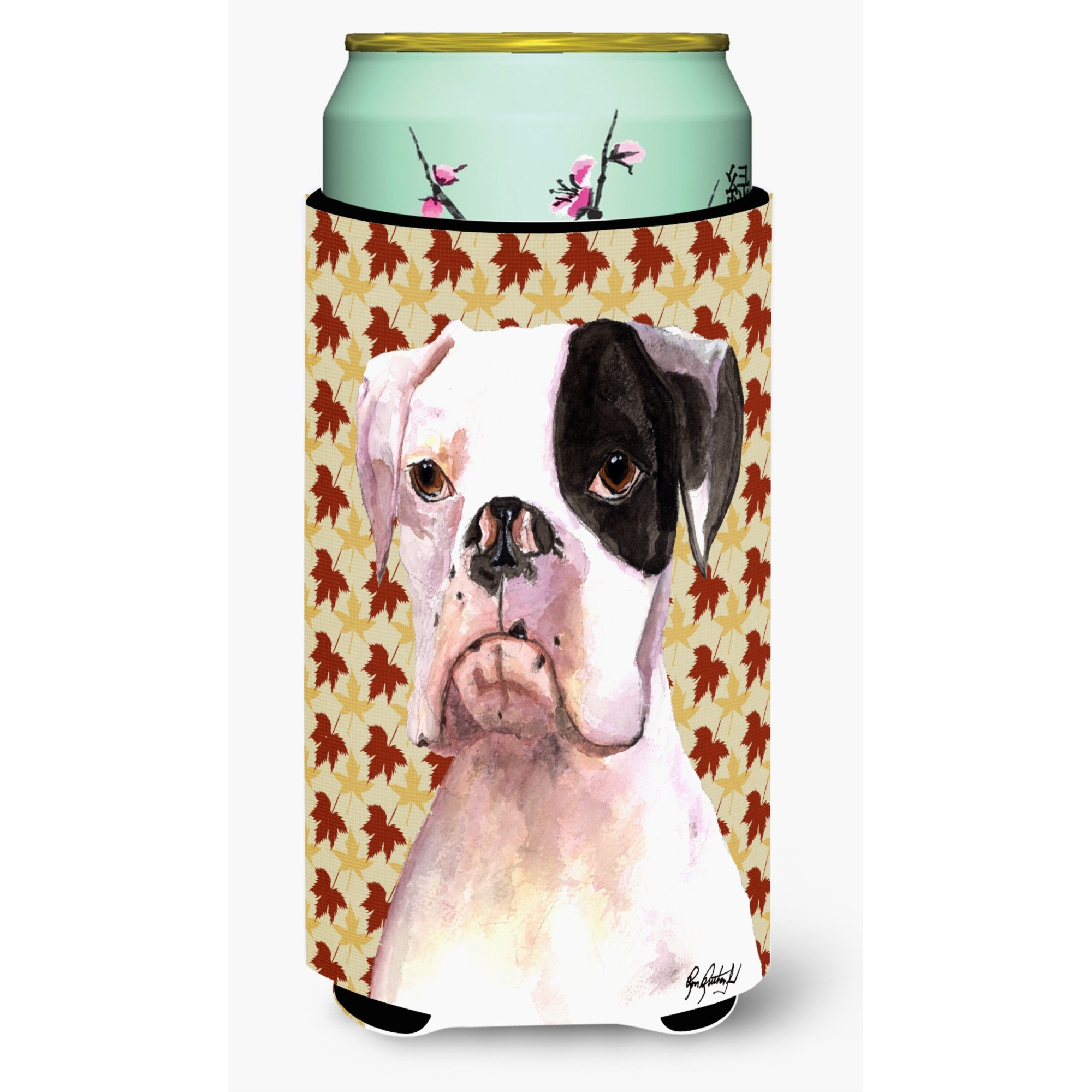 Cooper Fall Leaves Boxer Tall Boy Beverage Insulator Beverage Insulator Hugger RDR3007TBC