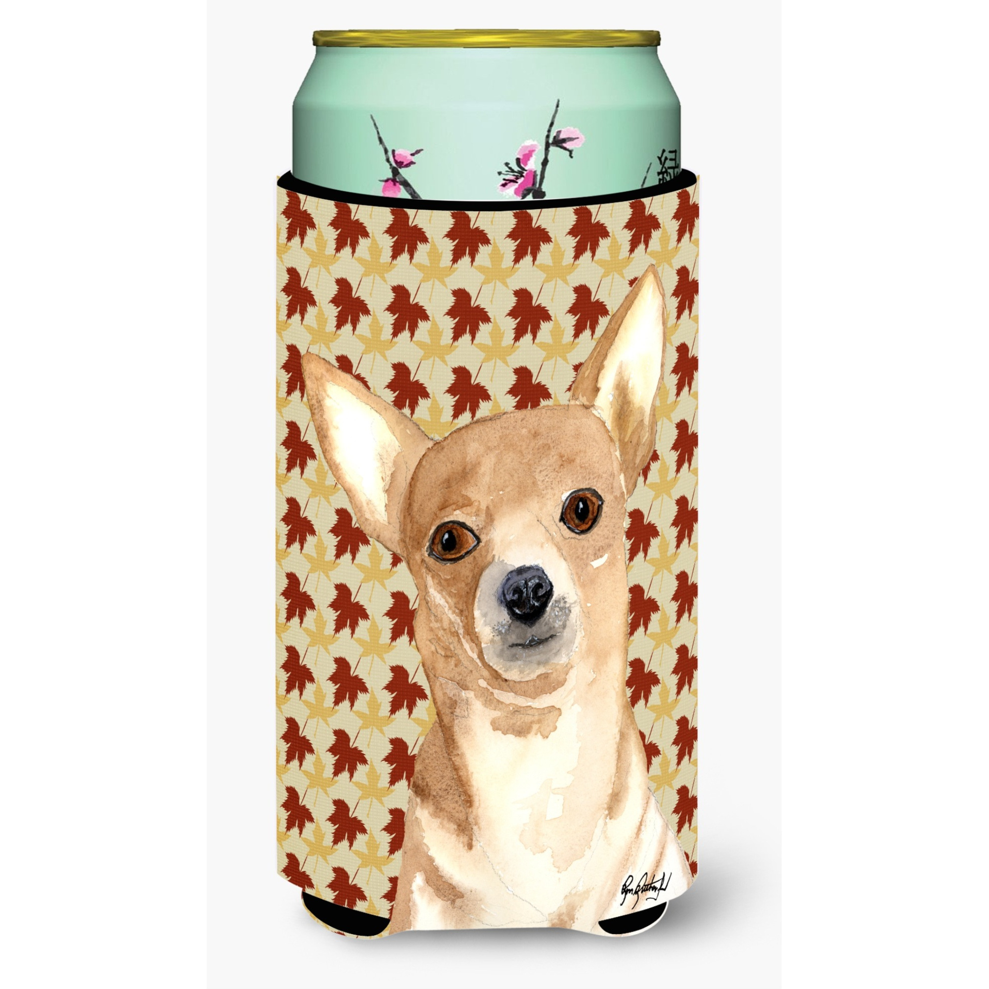Chihuahua Fall Leaves Tall Boy Beverage Insulator Beverage Insulator Hugger RDR3015TBC