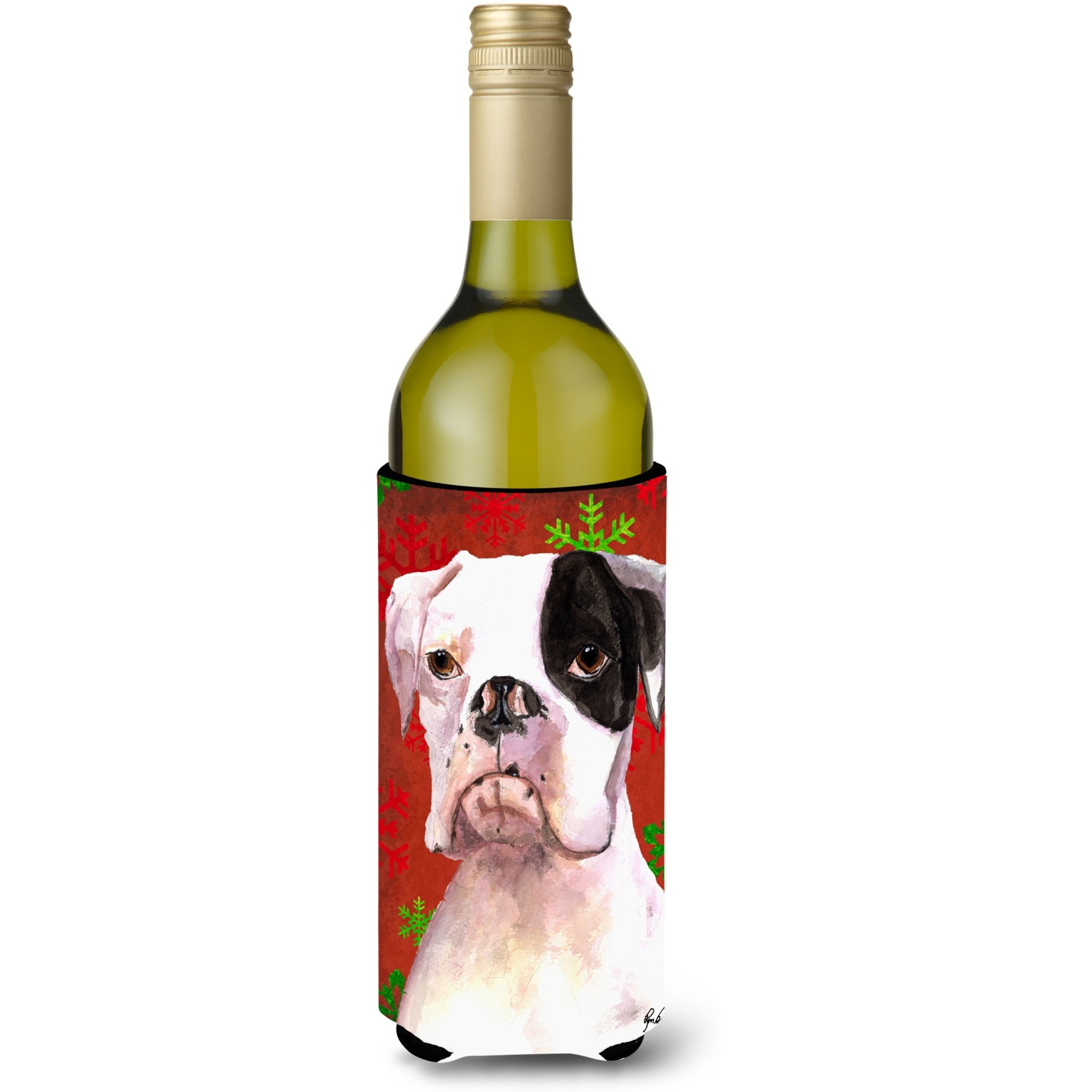 Cooper Red Snowflakes Boxer Wine Bottle Beverage Insulator Beverage Insulator Hugger  RDR3004LITERK
