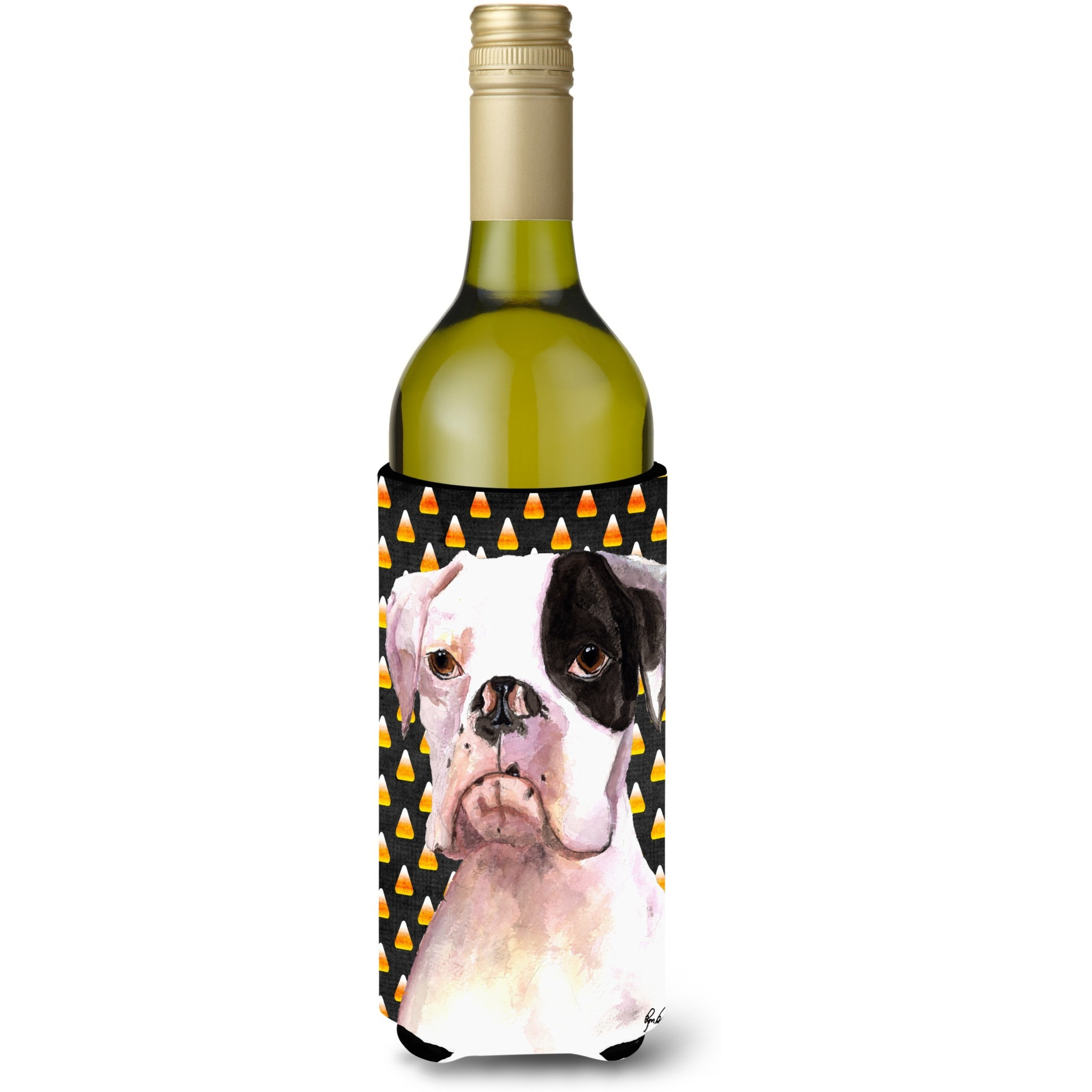 Cooper Candy Corn Boxer Halloween Wine Bottle Beverage Insulator Beverage Insulator Hugger  RDR3008LITERK