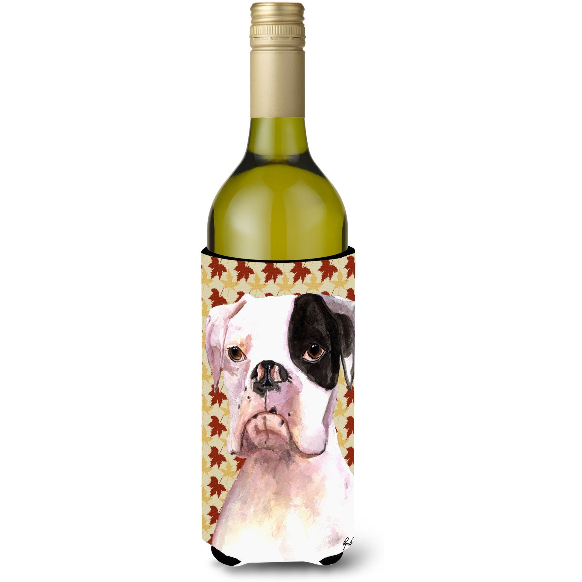 Cooper Fall Leaves Boxer Wine Bottle Beverage Insulator Beverage Insulator Hugger  RDR3007LITERK