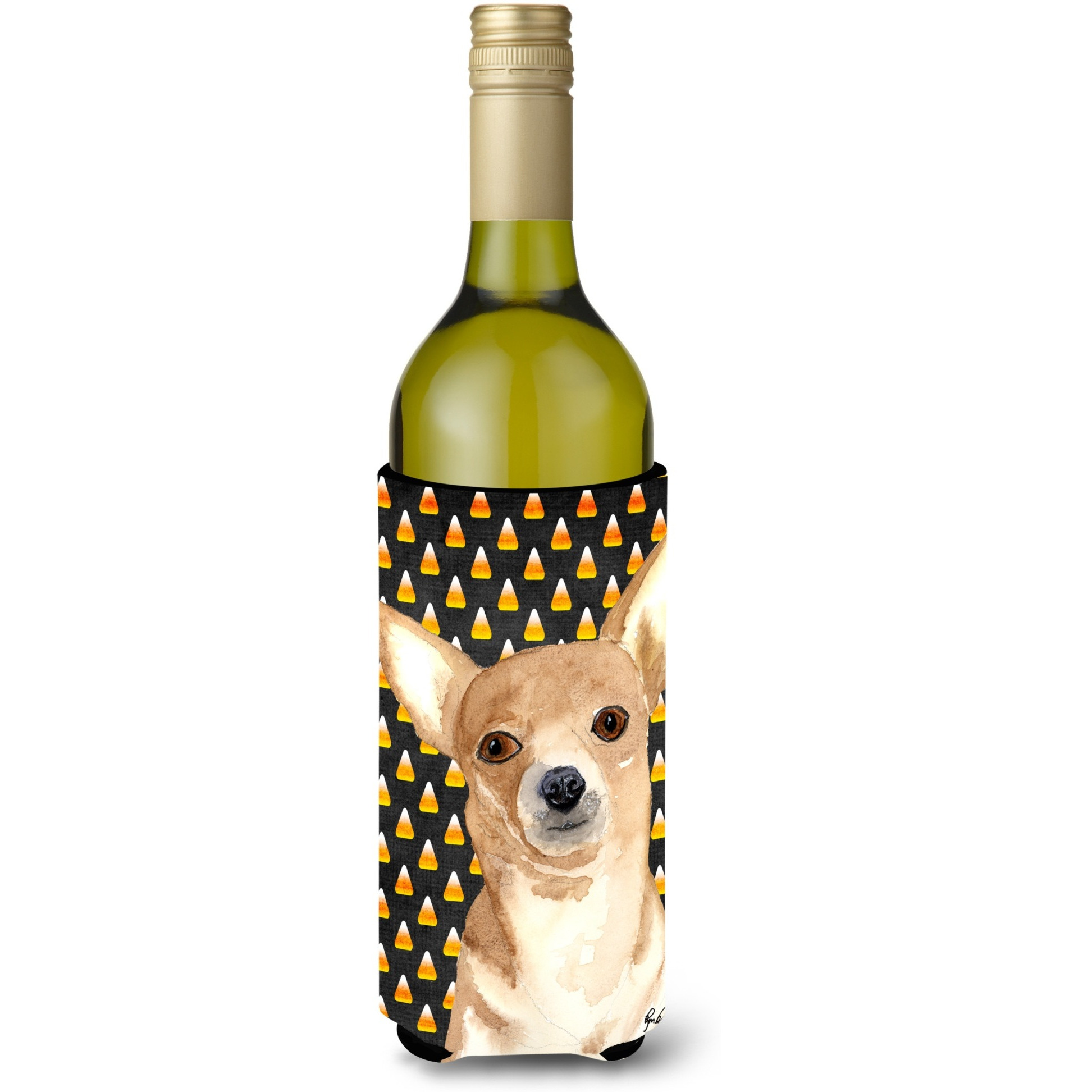 Candy Corn Chihuahua Halloween Wine Bottle Beverage Insulator Beverage Insulator Hugger  RDR3016LITERK