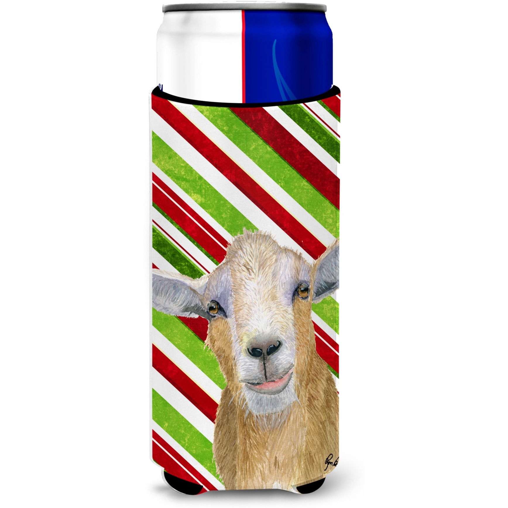 Candy Cane Goat Christmas Ultra Beverage Insulators for slim cans  RDR3022MUK