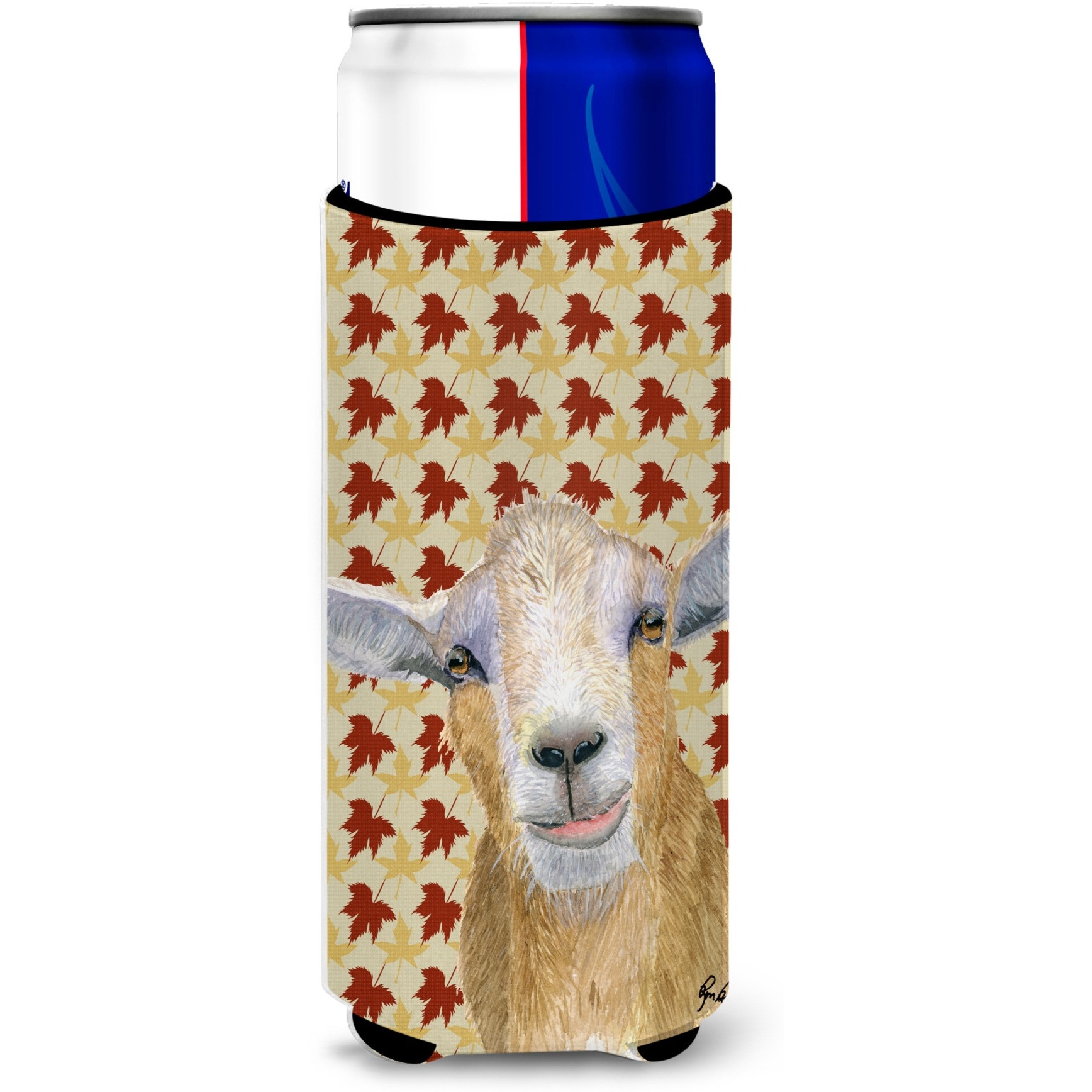 Fall Leaves Goat Ultra Beverage Insulators for slim cans  RDR3027MUK