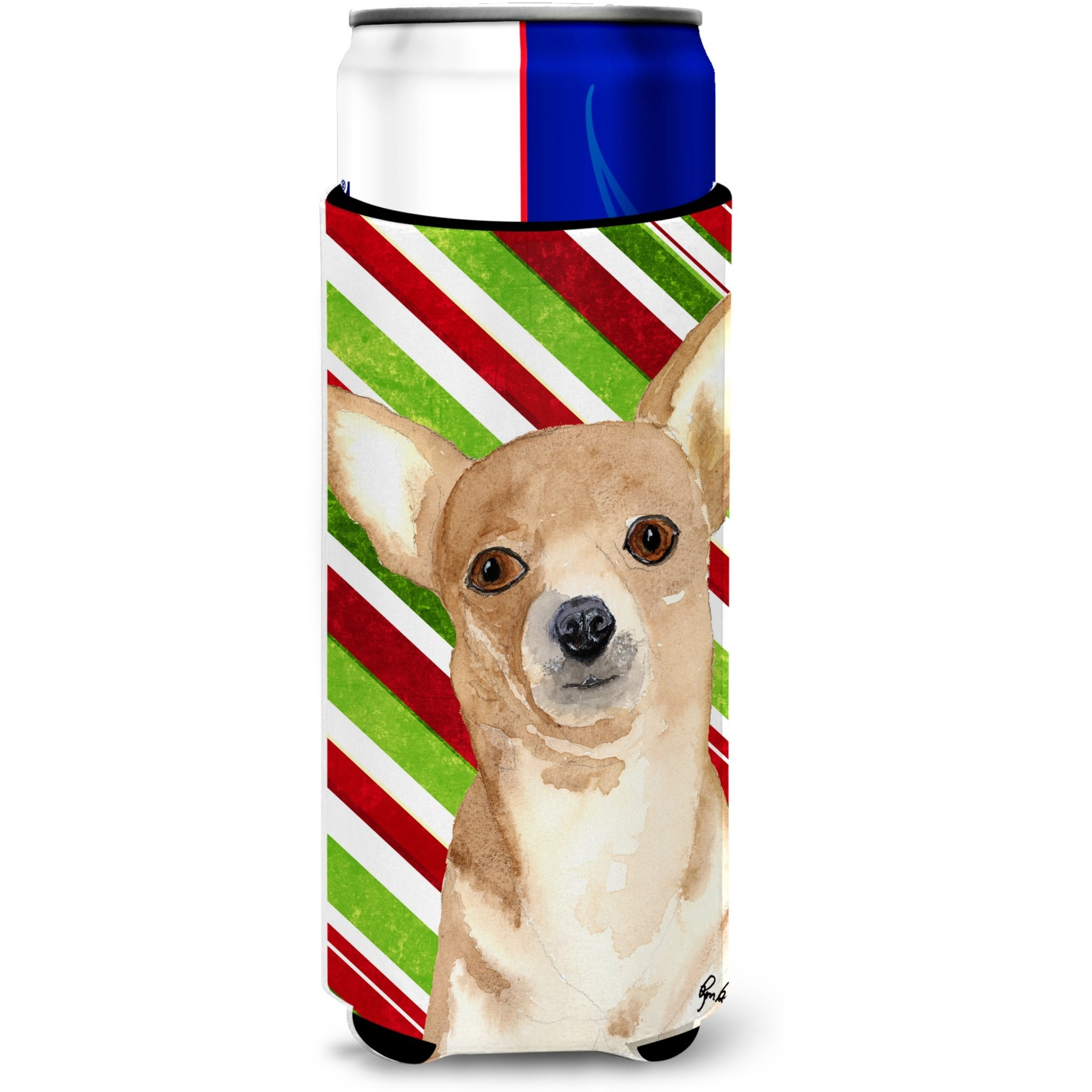 Candy Stripe Chihuahua Christmas Ultra Beverage Insulators for slim cans  RDR3010MUK