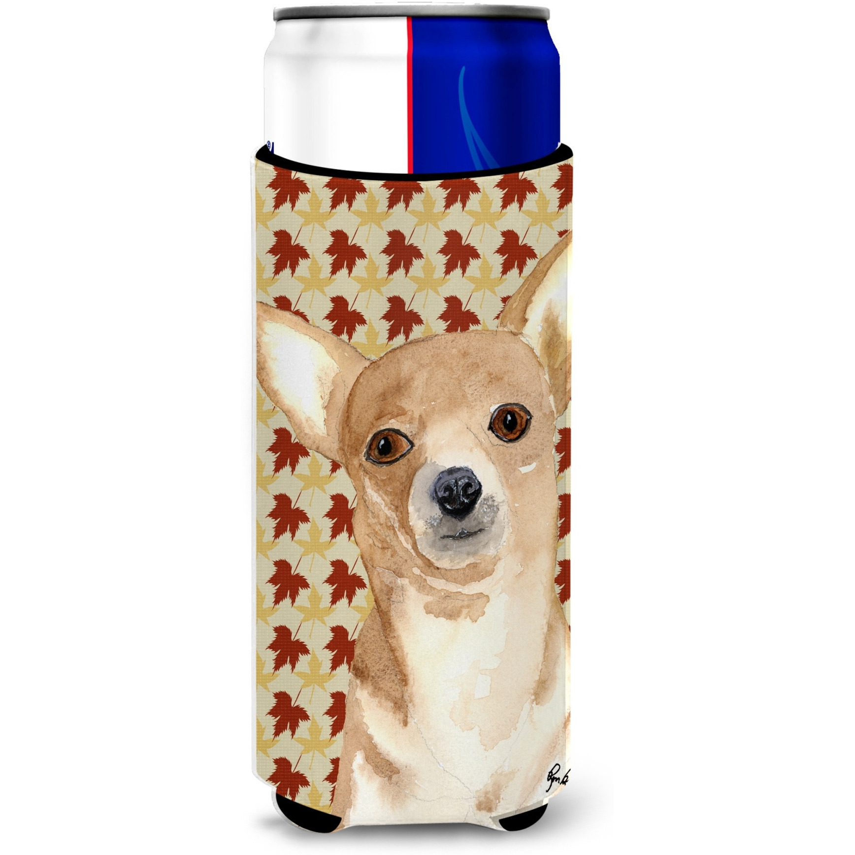 Chihuahua Fall Leaves Ultra Beverage Insulators for slim cans  RDR3015MUK