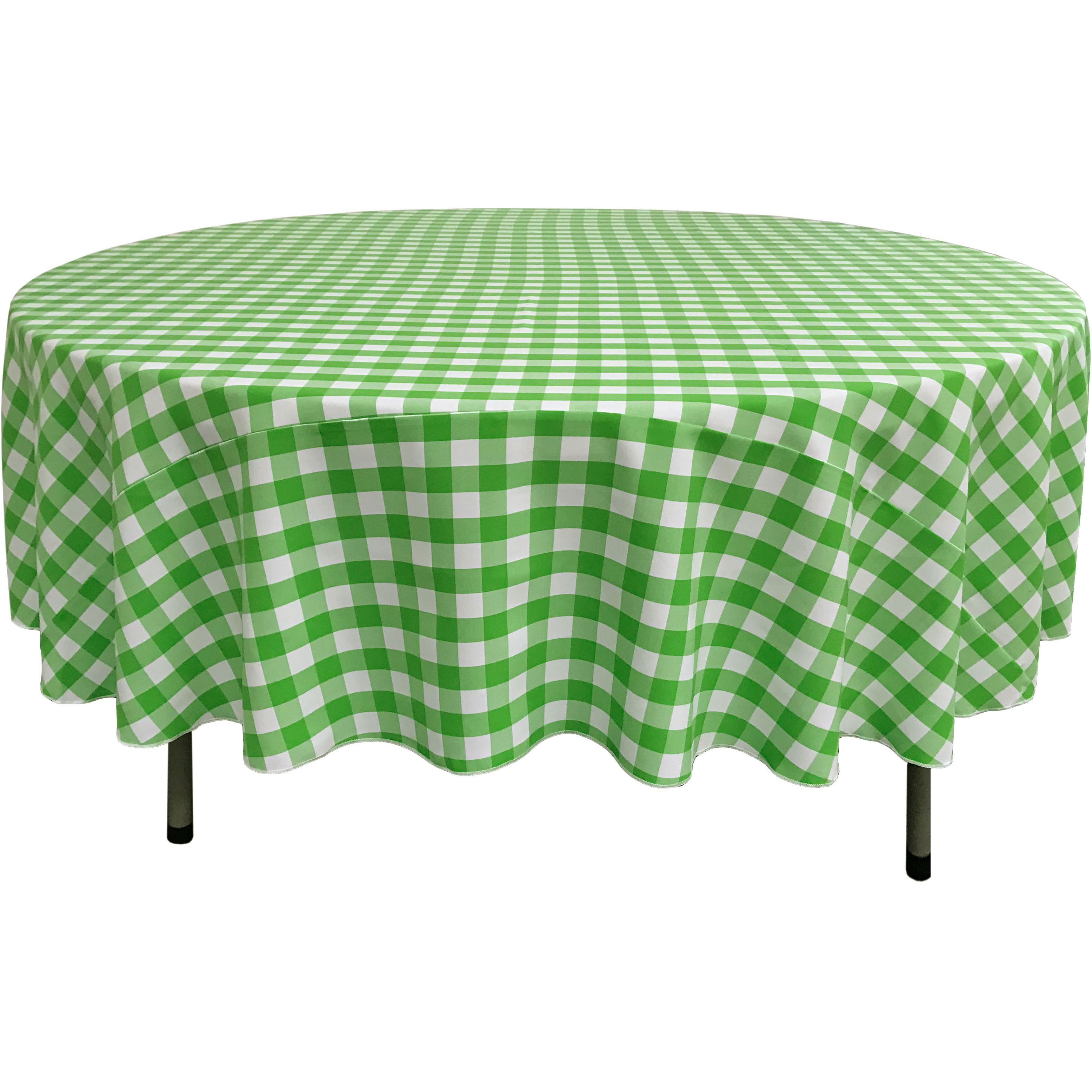 LA Linen Polyester Gingham Checkered 72-Inch Round Tablecloth, White and Lime