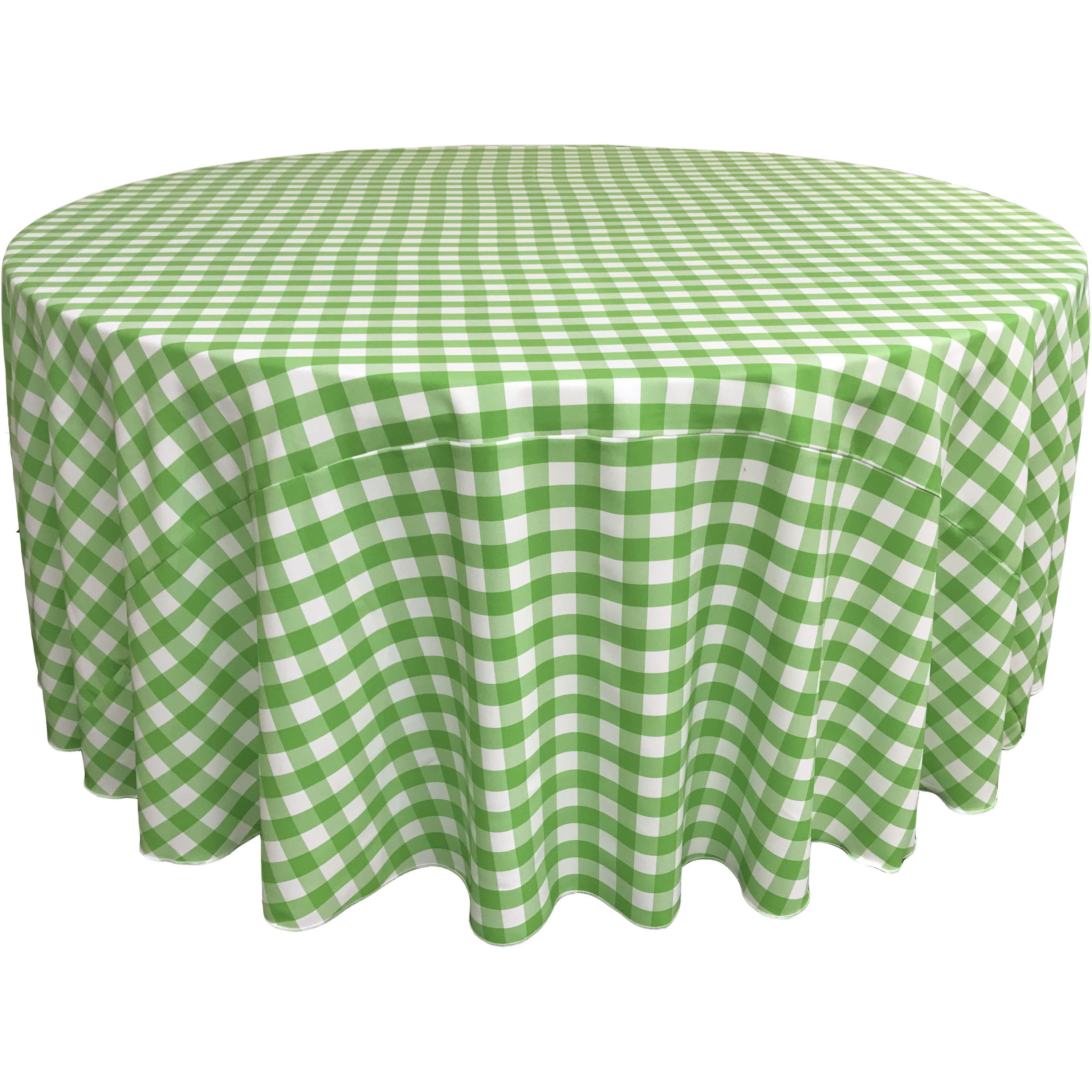 LA Linen Polyester Gingham Checkered 108-Inch Round Tablecloth, White and Lime