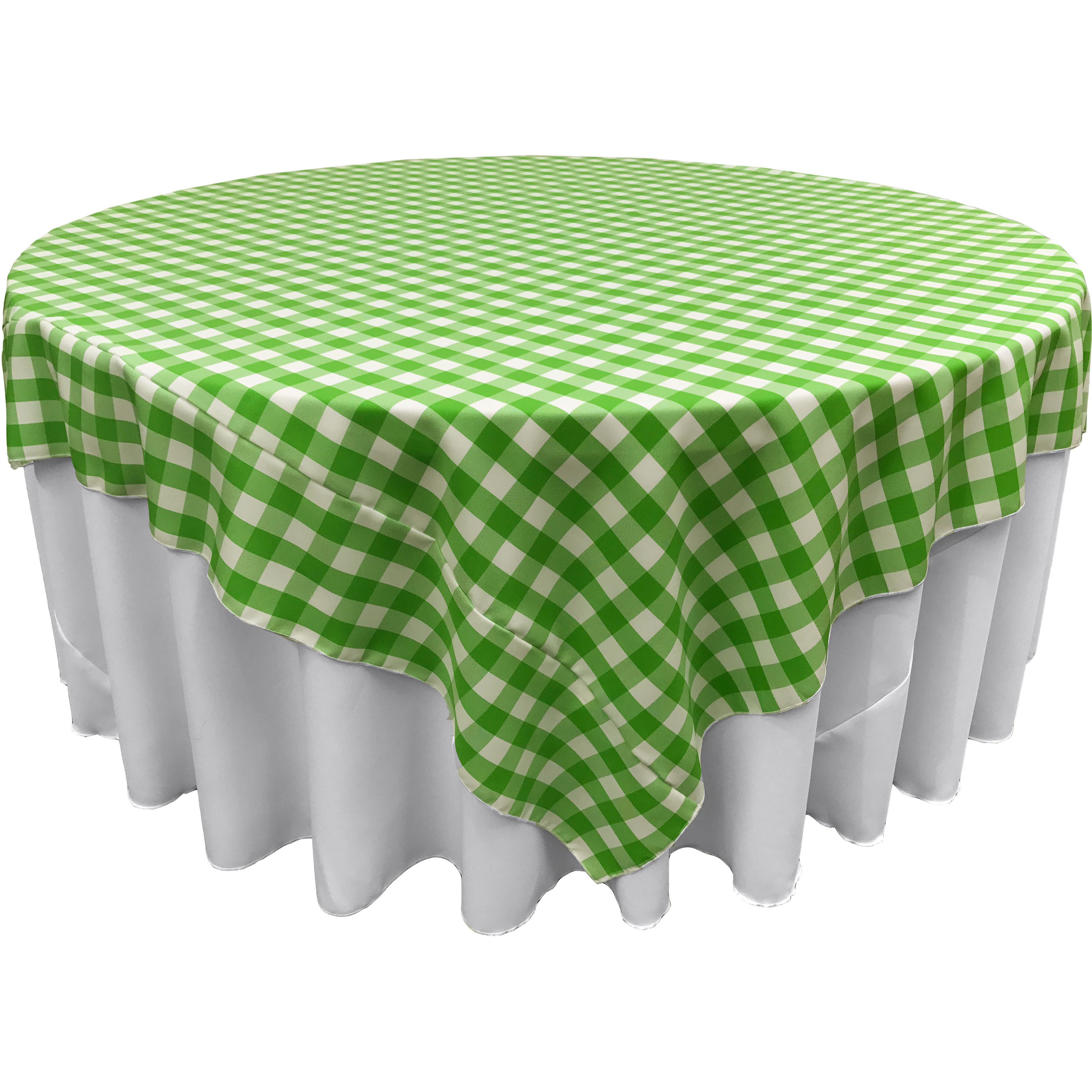 LA Linen Polyester Gingham Checkered 72 by 72-Inch Square Tablecloth, White and Lime