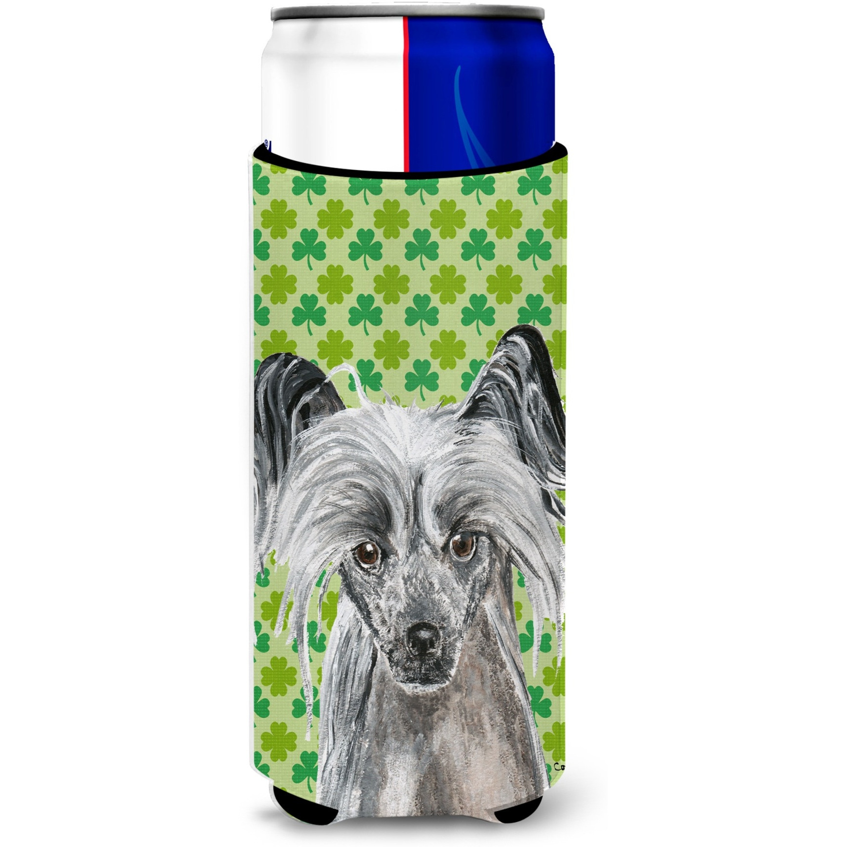 Chinese Crested St Patrick's Irish Ultra Beverage Insulators for slim cans