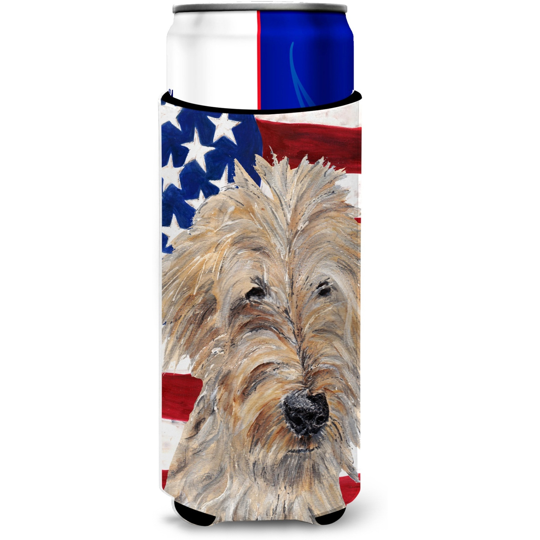 Goldendoodle USA American Flag Ultra Beverage Insulators for slim cans