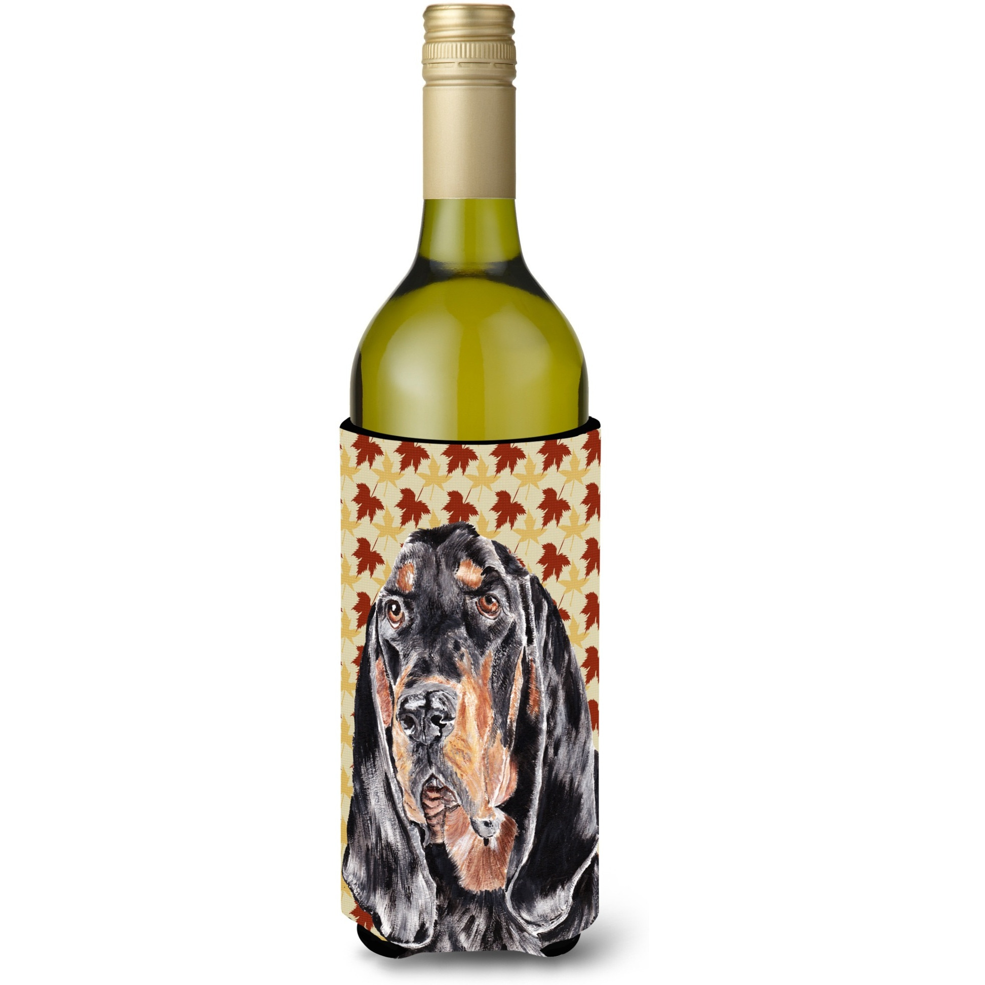 Coonhound Fall Leaves Wine Bottle Beverage Insulator Beverage Insulator Hugger
