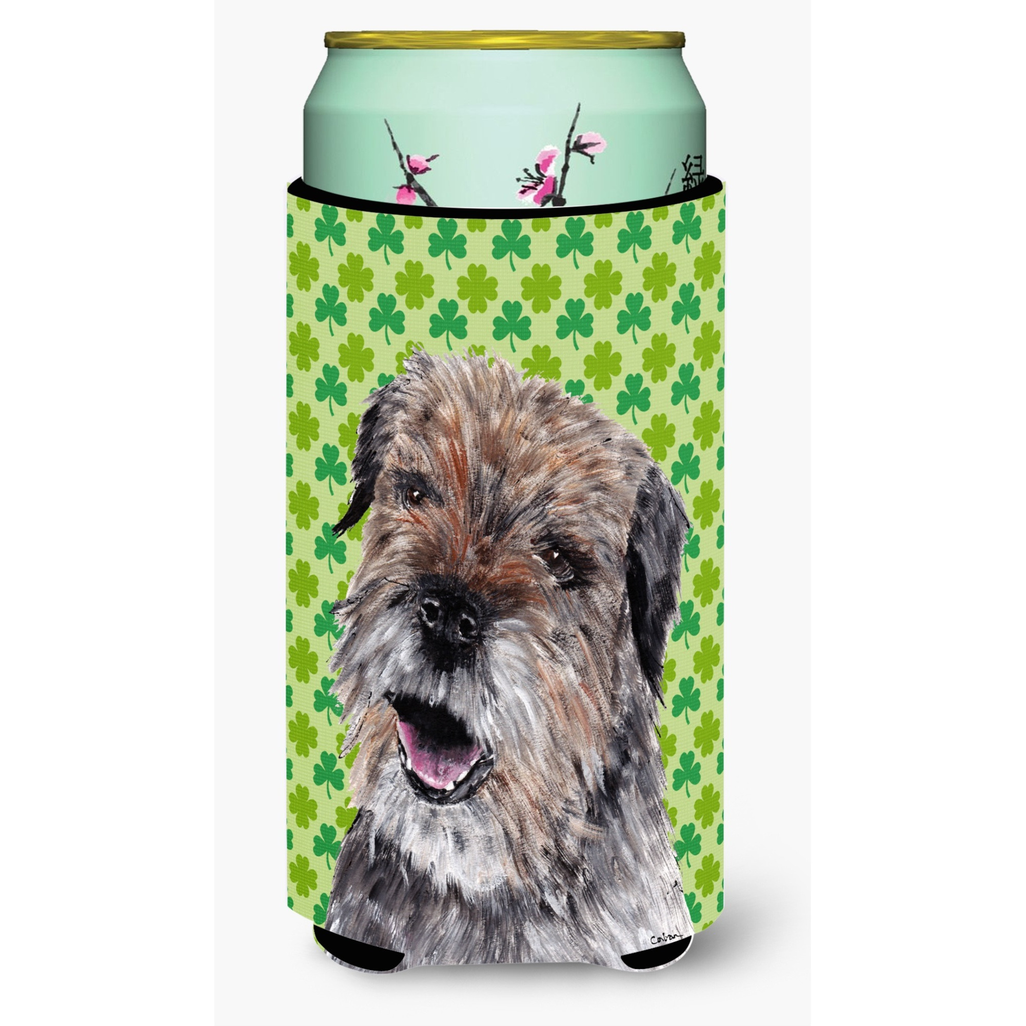 Border Terrier St Patrick's Irish Tall Boy Beverage Insulator Beverage Insulator Hugger