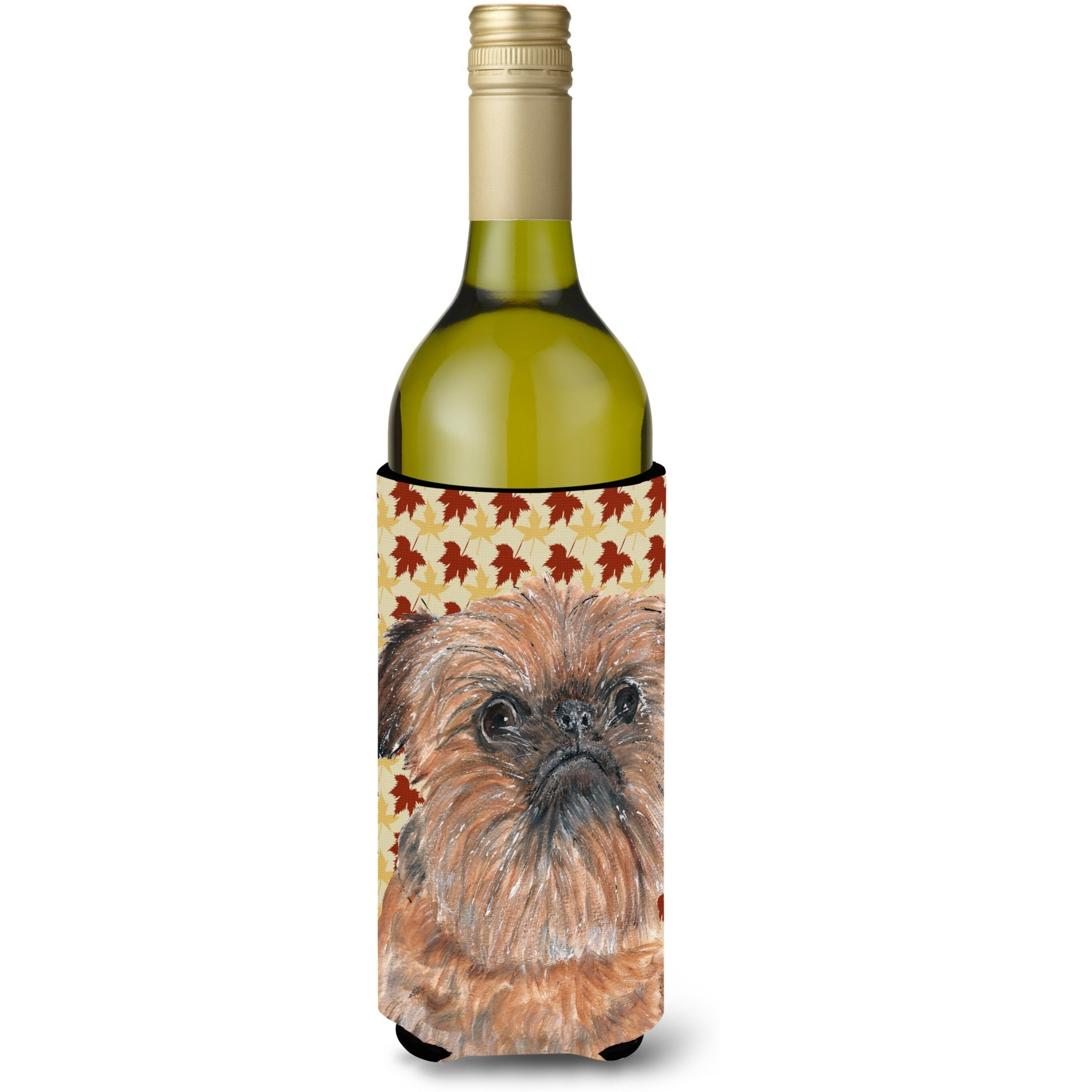 Brussels Griffon Fall Leaves Wine Bottle Beverage Insulator Beverage Insulator Hugger