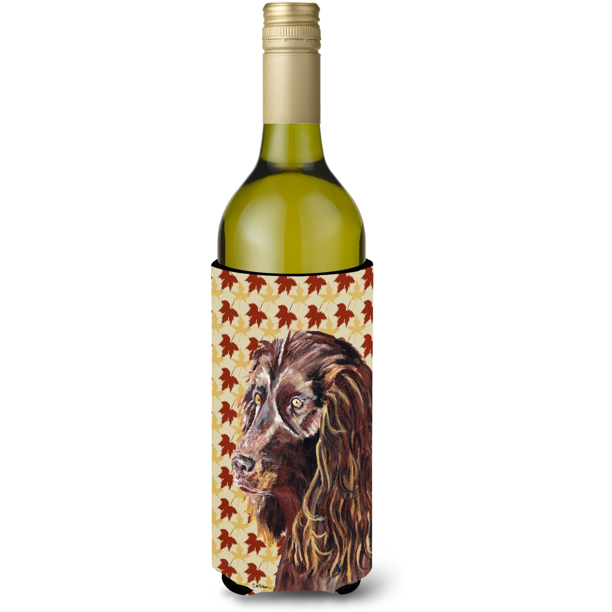 Boykin Spaniel Fall Leaves Wine Bottle Beverage Insulator Beverage Insulator Hugger