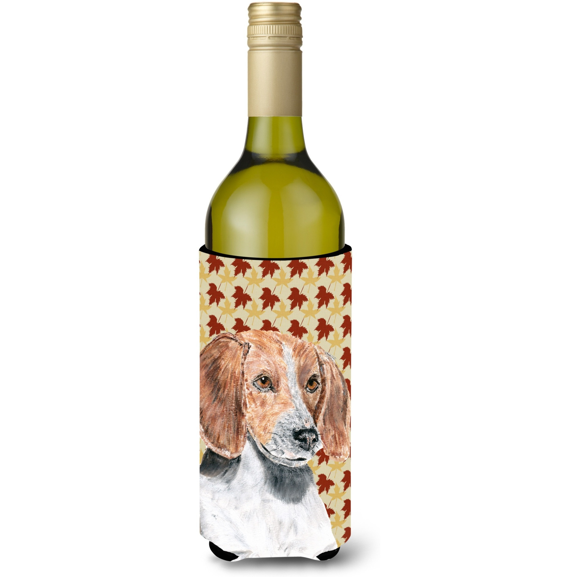 English Foxhound Fall Leaves Wine Bottle Beverage Insulator Beverage Insulator Hugger