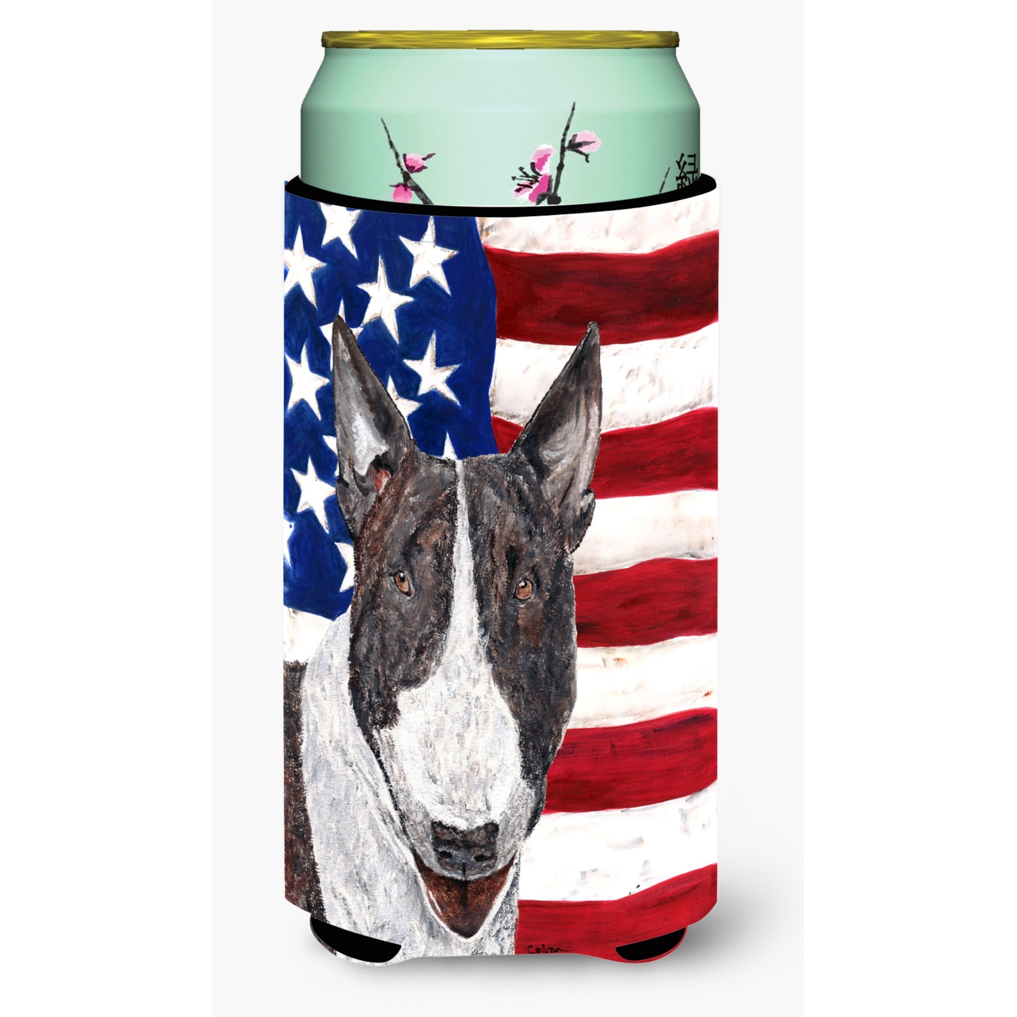 Bull Terrier USA American Flag Tall Boy Beverage Insulator Beverage Insulator Hugger