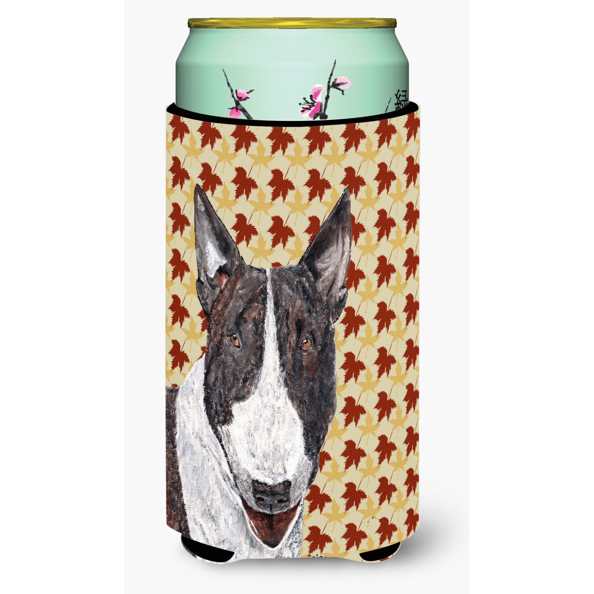 Bull Terrier Fall Leaves Tall Boy Beverage Insulator Beverage Insulator Hugger