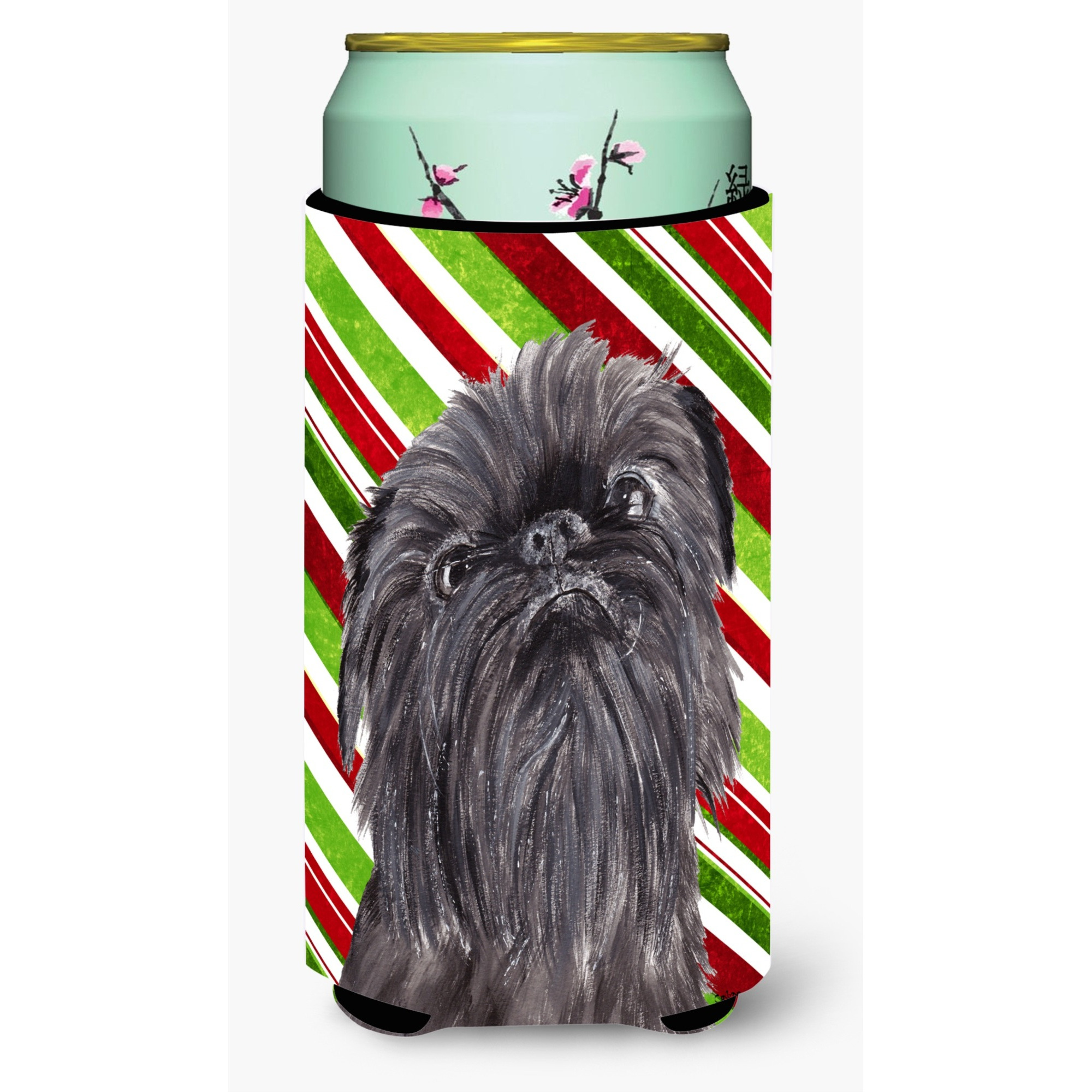 Brussels Griffon Candy Cane Christmas Tall Boy Beverage Insulator Beverage Insulator Hugger