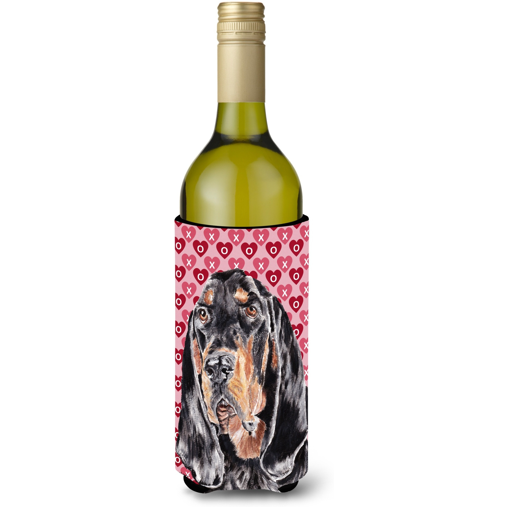 Coonhound Valentine's Love Wine Bottle Beverage Insulator Beverage Insulator Hugger