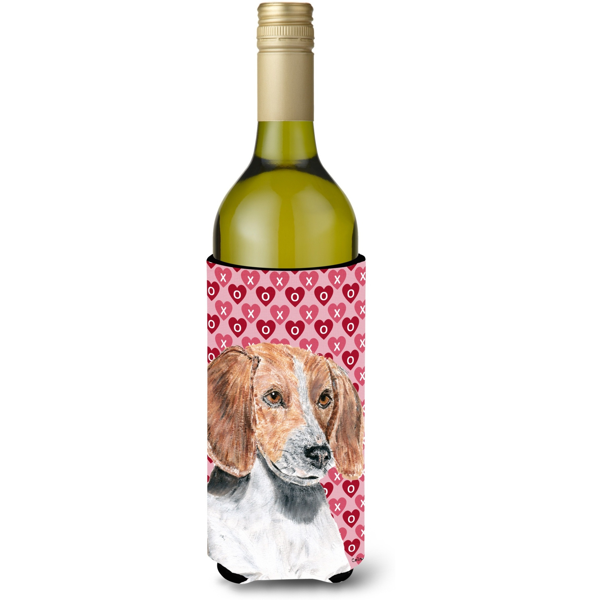 English Foxhound Valentine's Love Wine Bottle Beverage Insulator Beverage Insulator Hugger