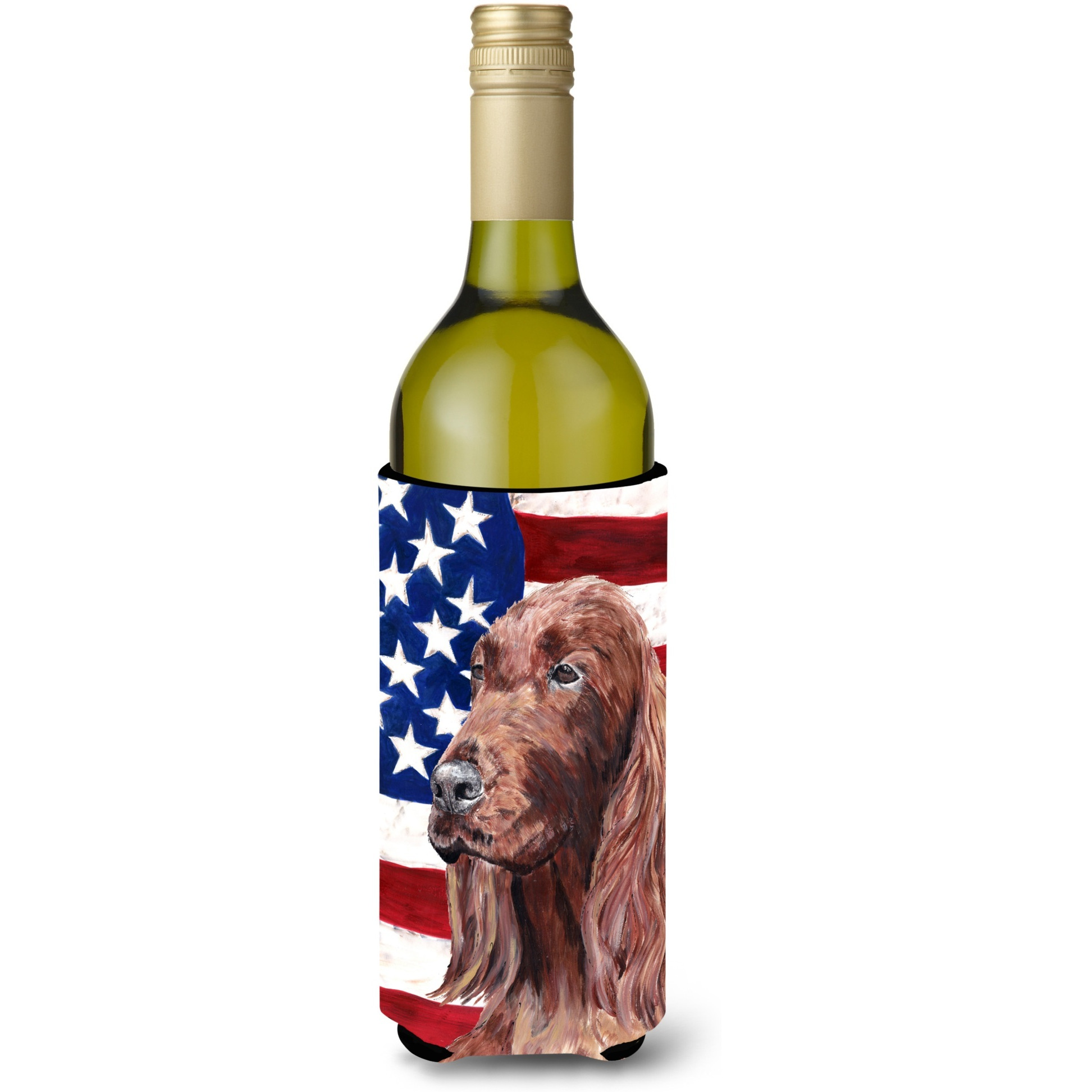 Irish Setter USA American Flag Wine Bottle Beverage Insulator Beverage Insulator Hugger