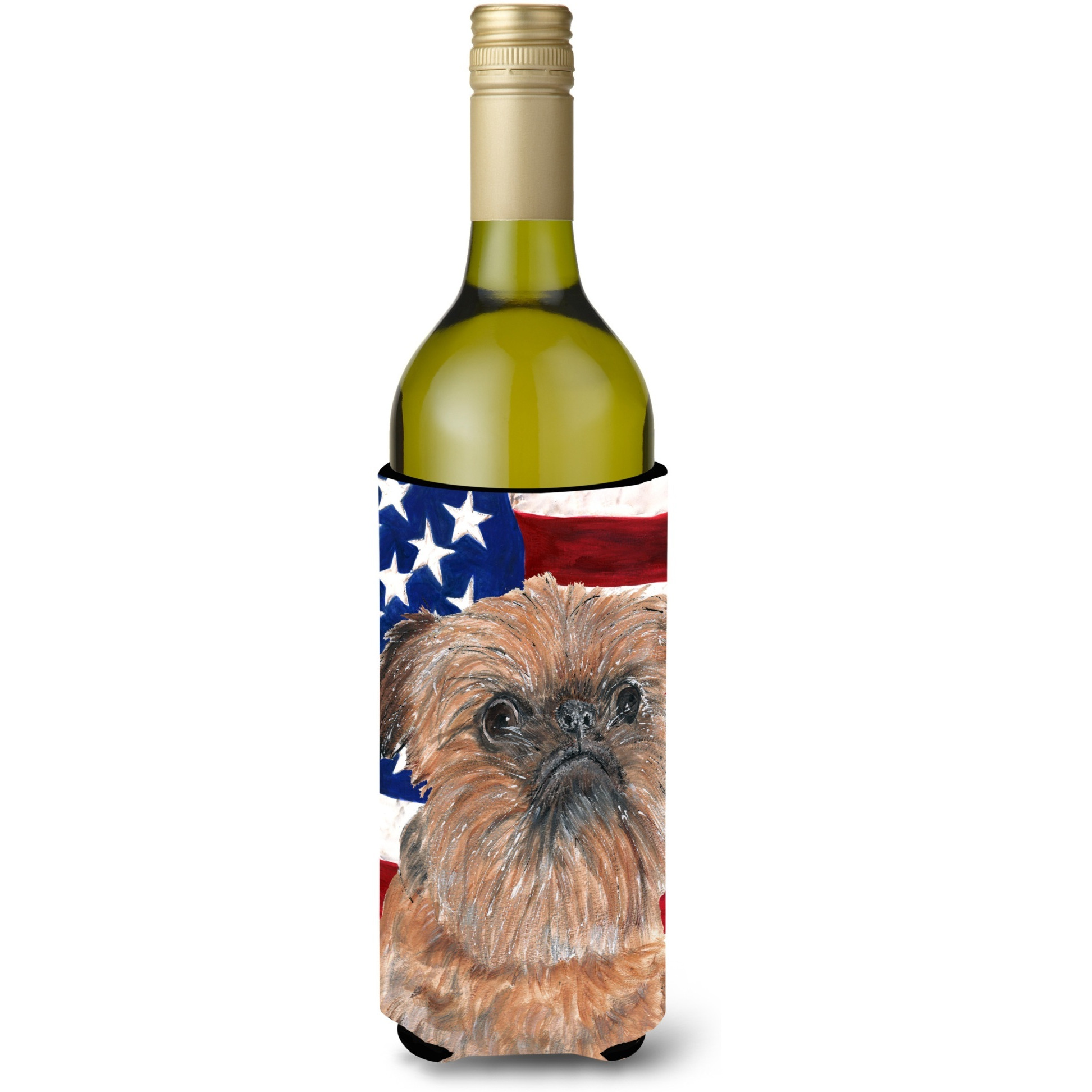 Brussels Griffon USA American Flag Wine Bottle Beverage Insulator Beverage Insulator Hugger