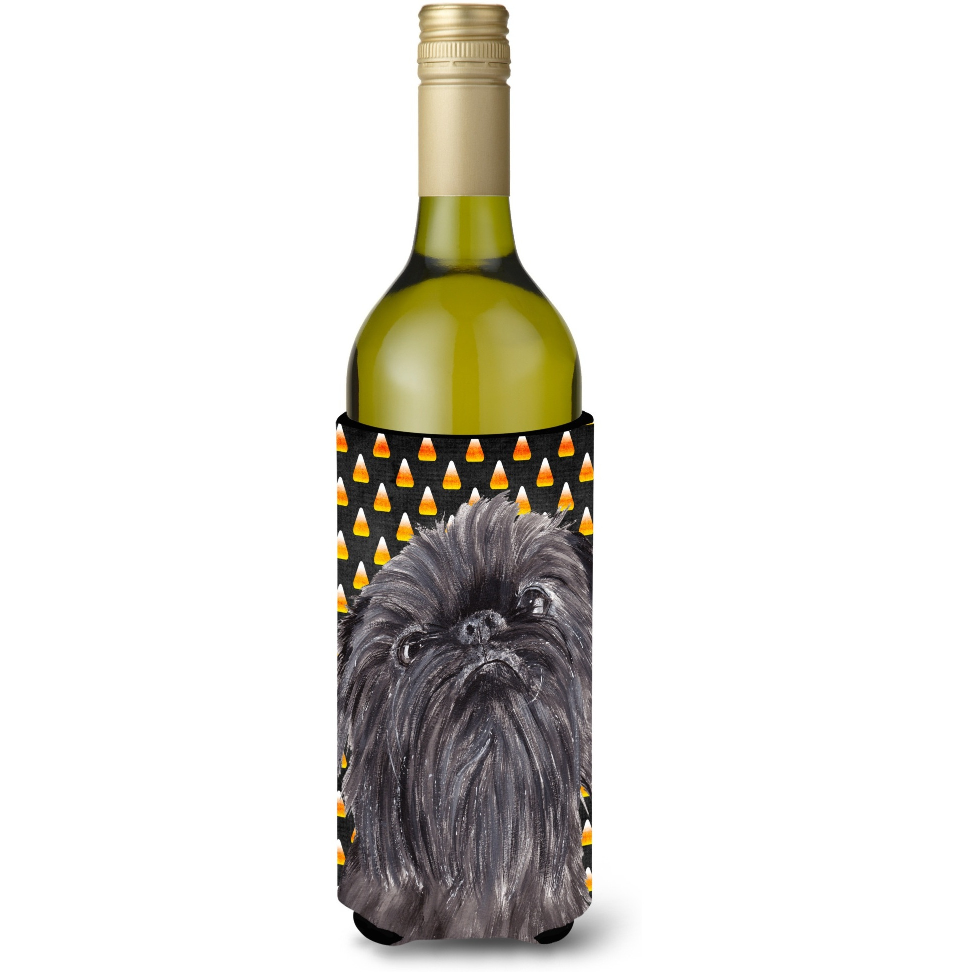 Brussels Griffon Halloween Candy Corn Wine Bottle Beverage Insulator Beverage Insulator Hugger