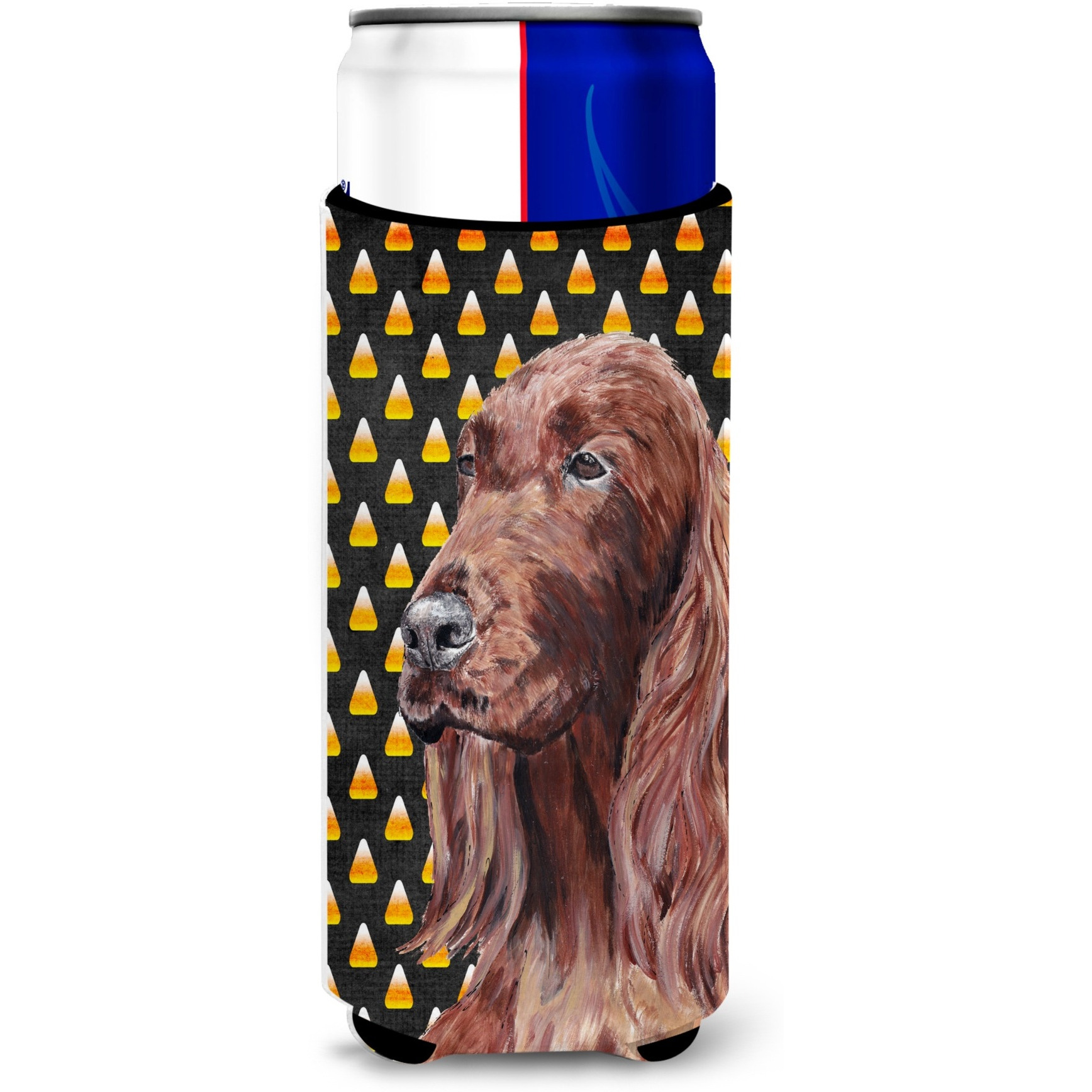 Irish Setter Halloween Candy Corn Ultra Beverage Insulators for slim cans