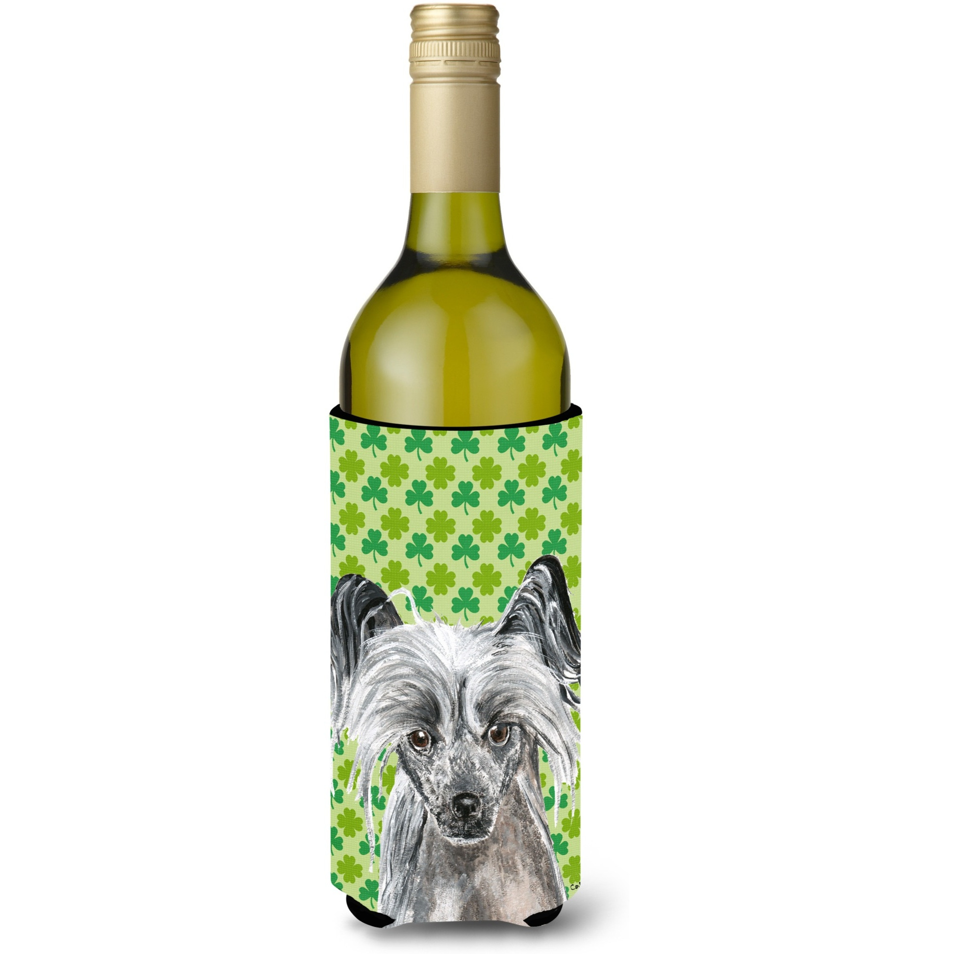 Chinese Crested St Patrick's Irish Wine Bottle Beverage Insulator Beverage Insulator Hugger