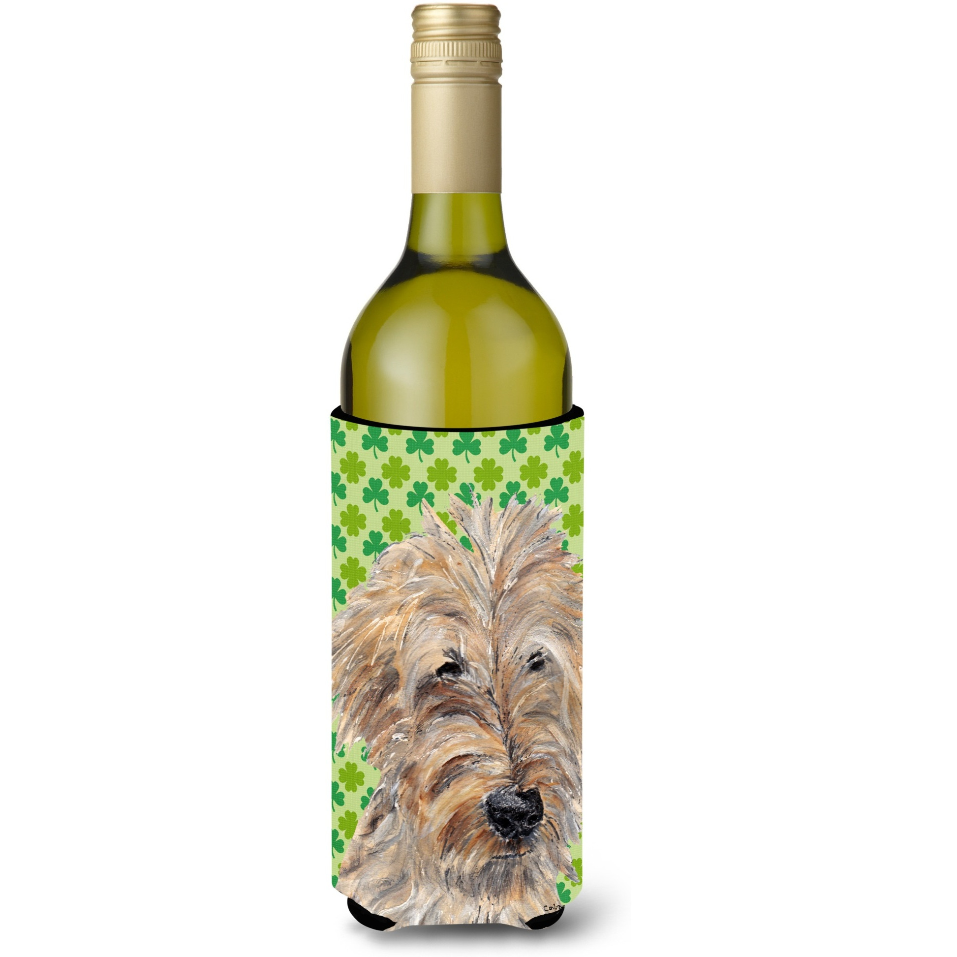 Goldendoodle St Patrick's Irish Wine Bottle Beverage Insulator Beverage Insulator Hugger