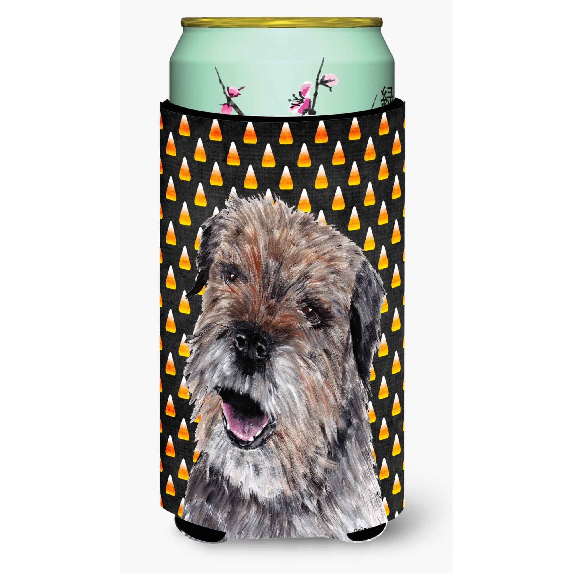 Border Terrier Halloween Candy Corn Tall Boy Beverage Insulator Beverage Insulator Hugger