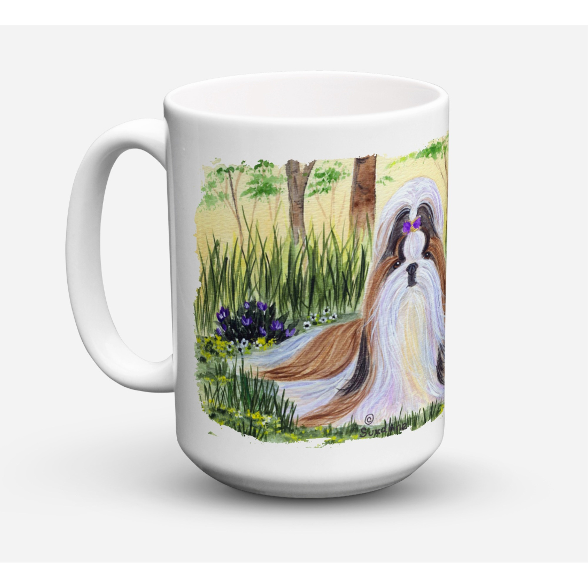 &quotCaroline's Treasures SS8112CM15 Shih Tzu Dishwasher Safe Microwavable Ceramic Coffee Mug, 15 oz, Multicolor"