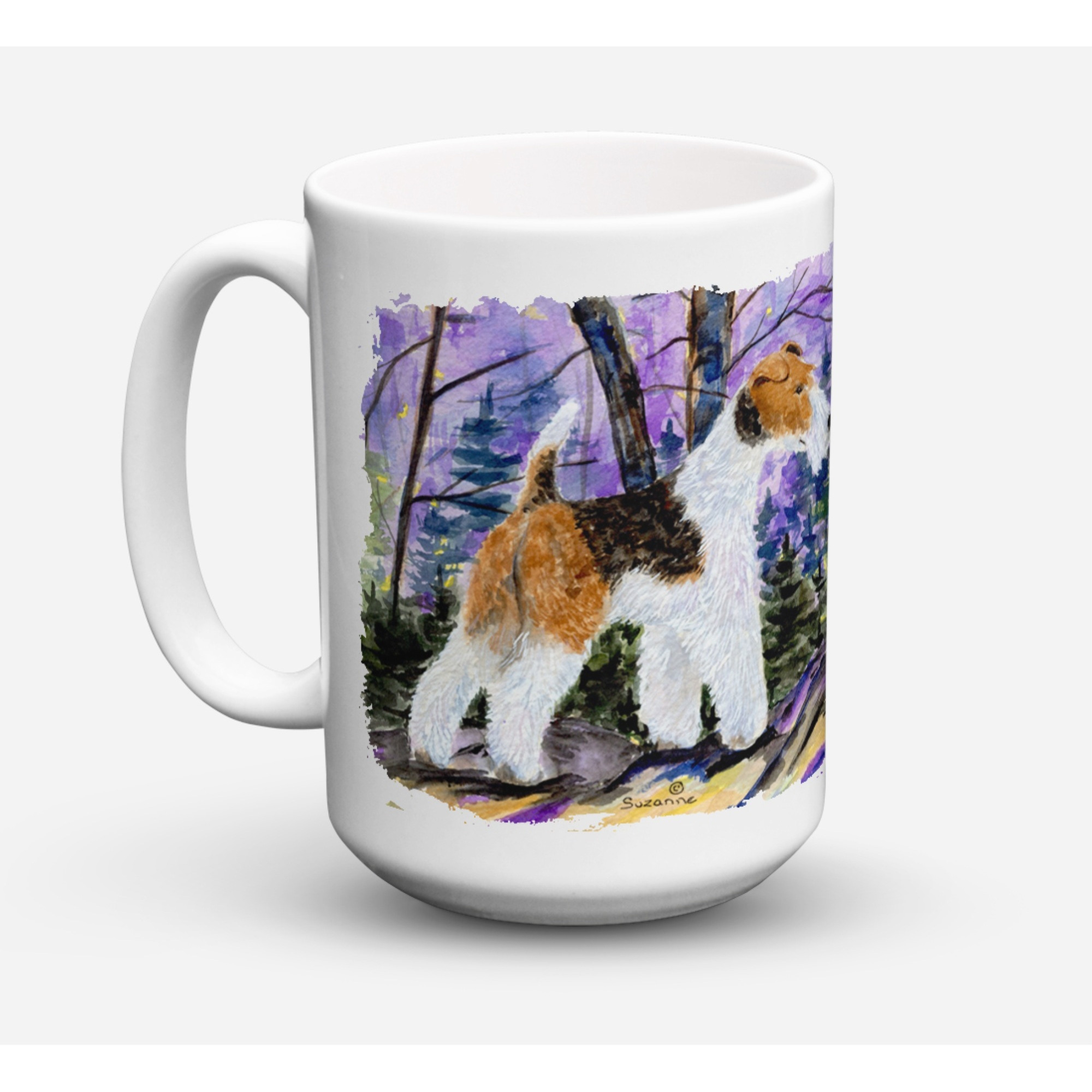 &quotCaroline's Treasures SS8630CM15 Fox Terrier Dishwasher Safe Microwavable Ceramic Coffee Mug, 15 oz, Multicolor"