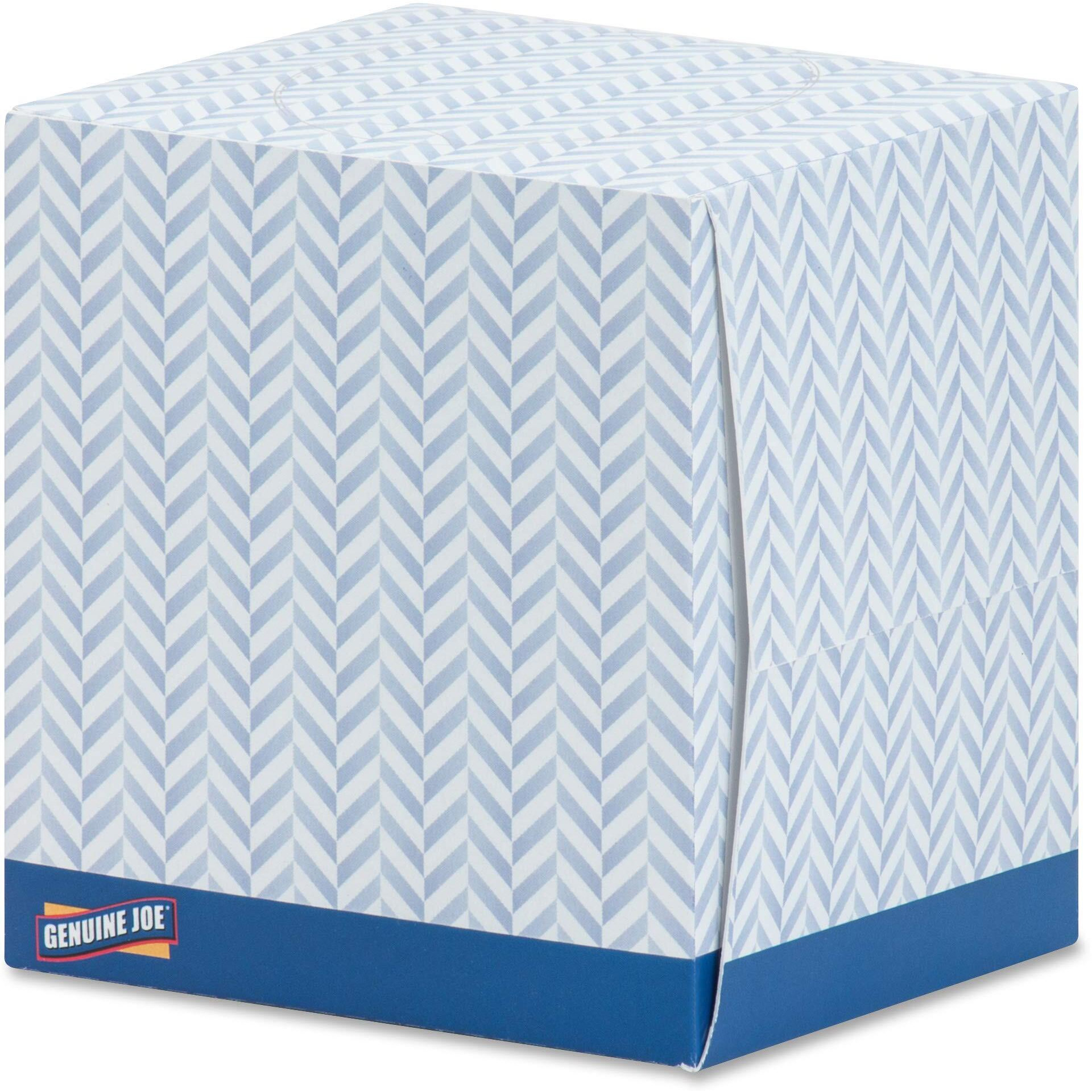 Genuine Joe Cube Box Facial Tissue - 2 Ply - Interfolded - White - Soft, Comfortable, Smooth - For Face, Skin, Home, Office, Business - 85 Per Box - 36 / Carton