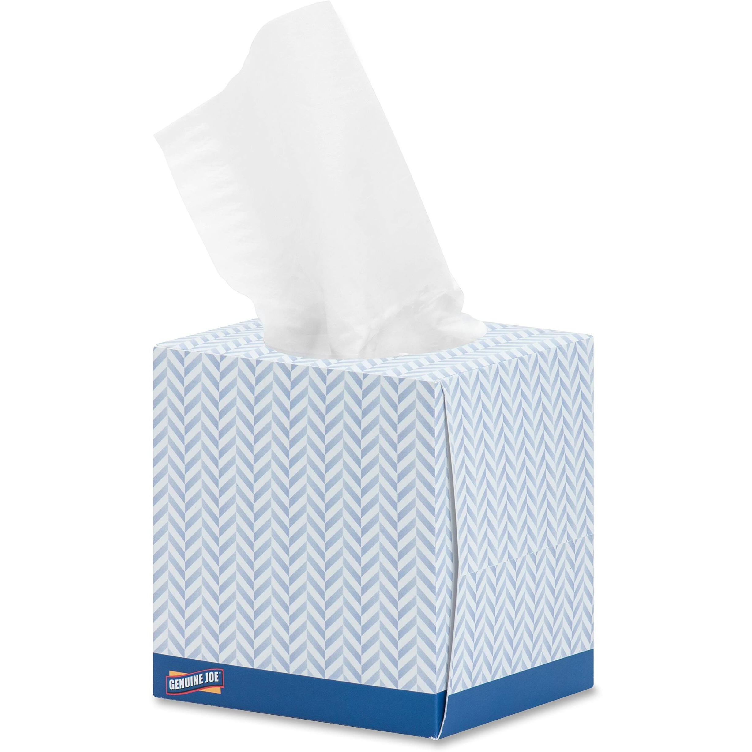 Genuine Joe Cube Box Facial Tissue - 2 Ply - Interfolded - White - Soft, Comfortable, Smooth - For Face, Skin, Home, Office, Business - 85 Per Box - 36 / Carton