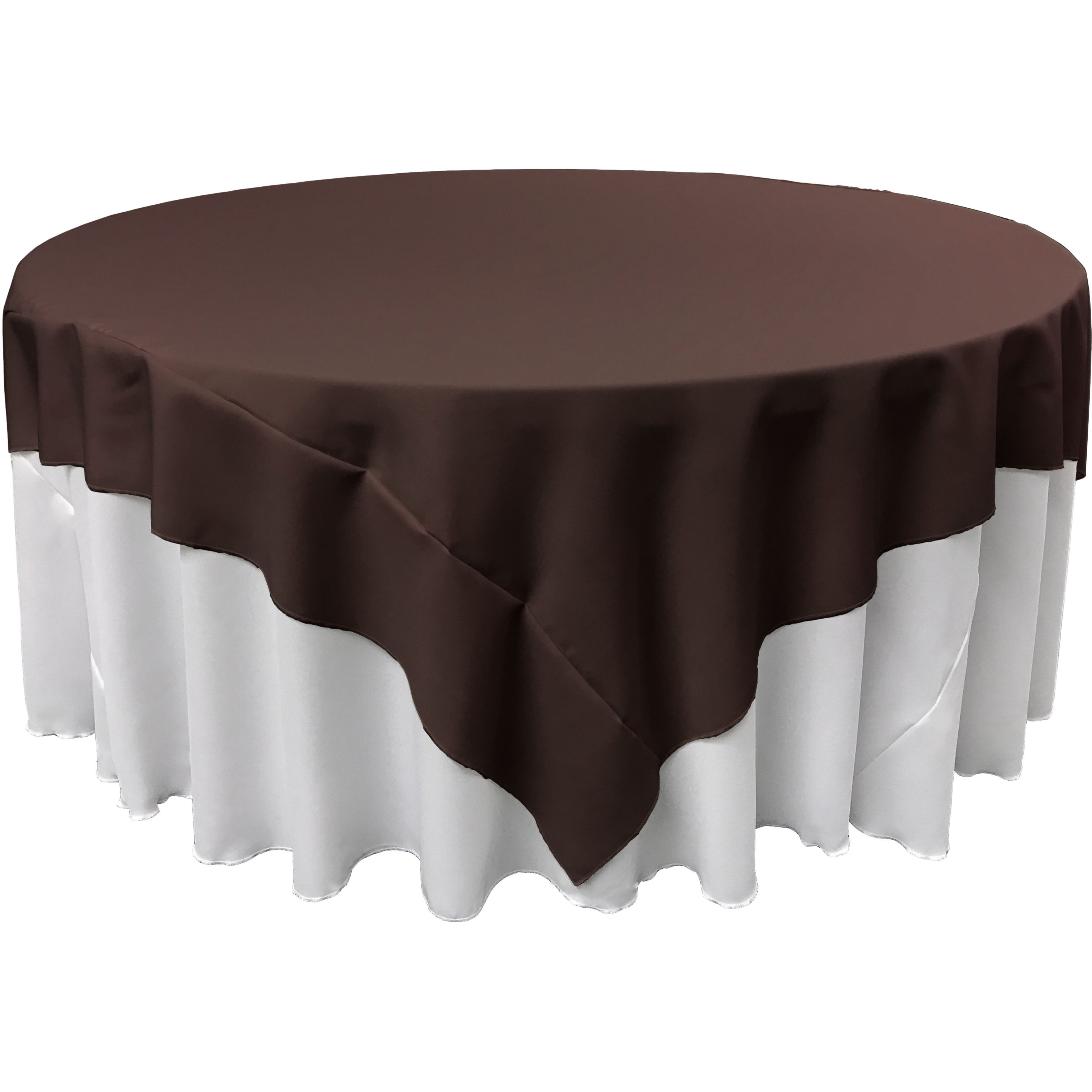 LA Linen Polyester Poplin Square Tablecloth, 72 by 72-Inch, Brown