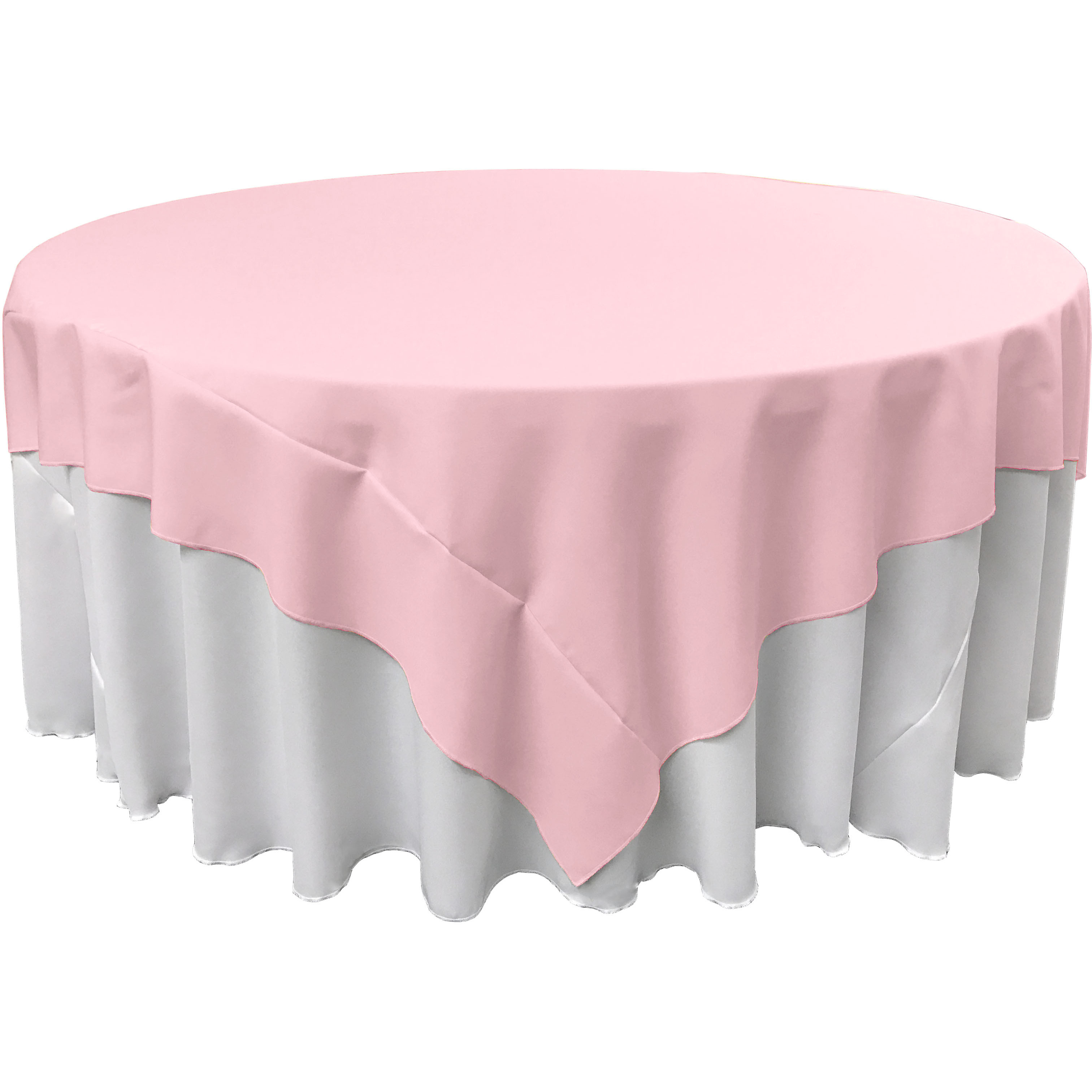 LA Linen Polyester Poplin Square Tablecloth, 72 by 72-Inch, Light Pink