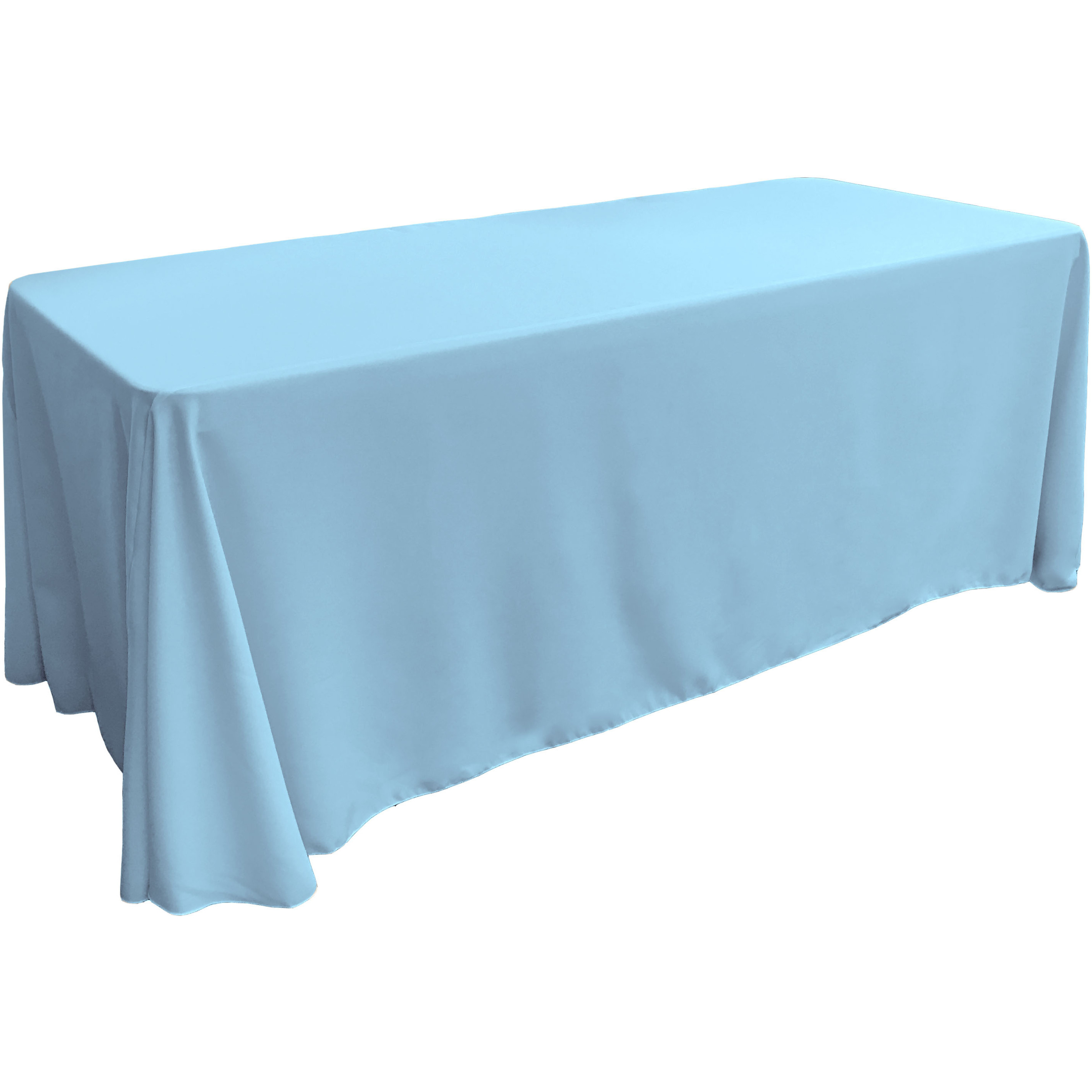 LA Linen Polyester Poplin Rectangular Tablecloth 90 by 132-Inch, Light Turquoise