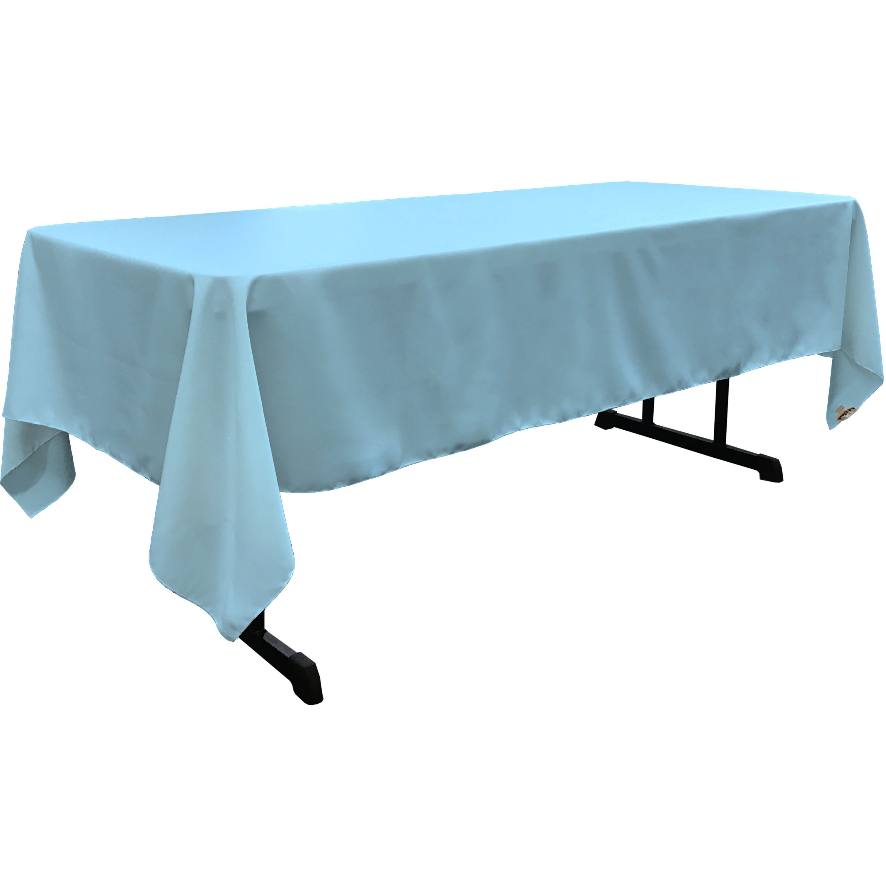 LA Linen Polyester Poplin Rectangular Tablecloth, 60 by 126-Inch, Light Turquoise