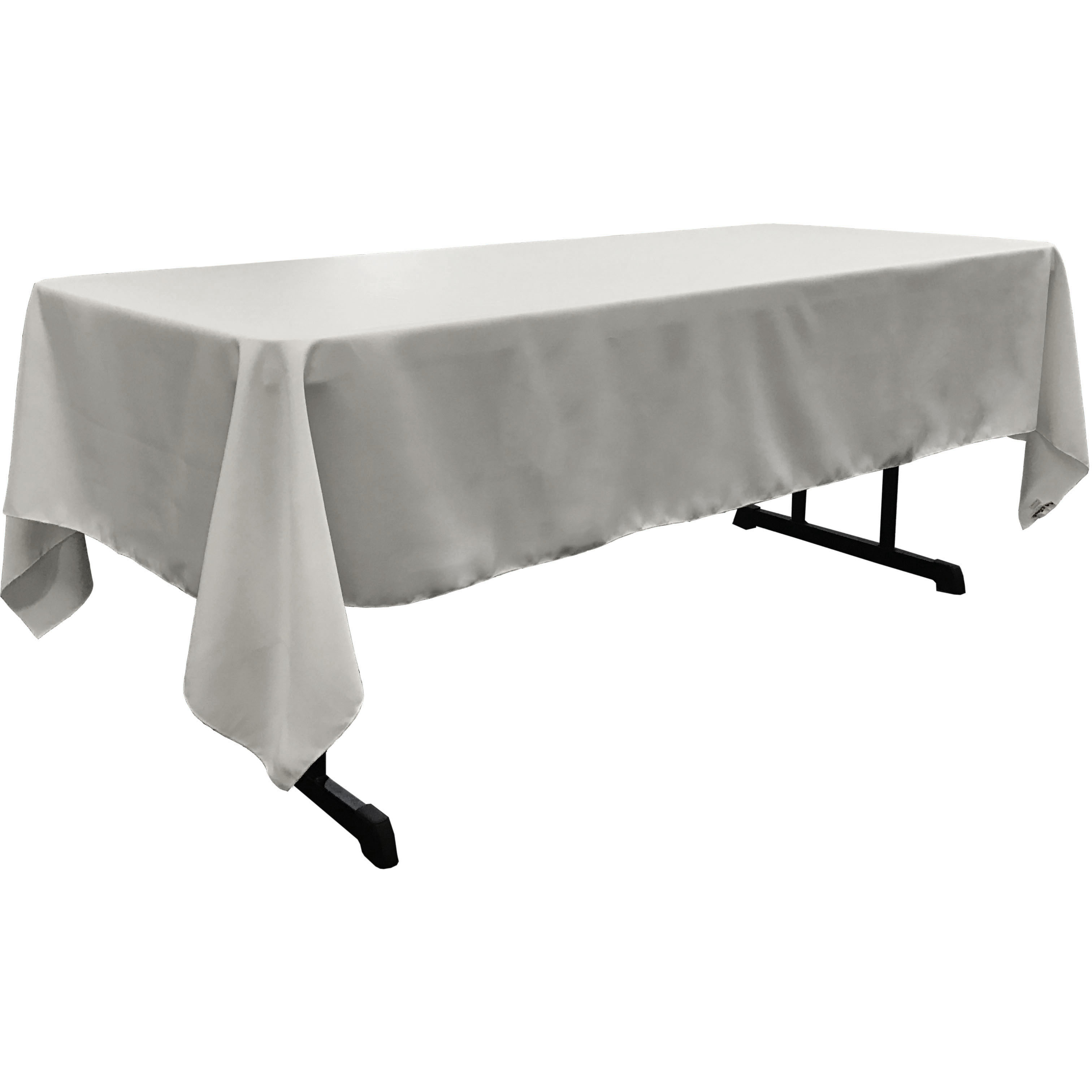 LA Linen Polyester Poplin Rectangular Tablecloth, 60 by 120-Inch, Light Gray