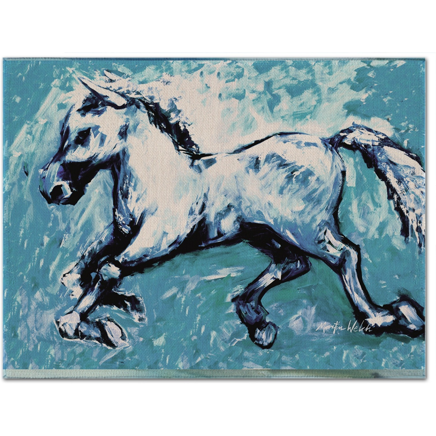 &quotCaroline's Treasures MW1171PLMT Shadow The Horse In Blue Fabric Placemat, Multicolor"
