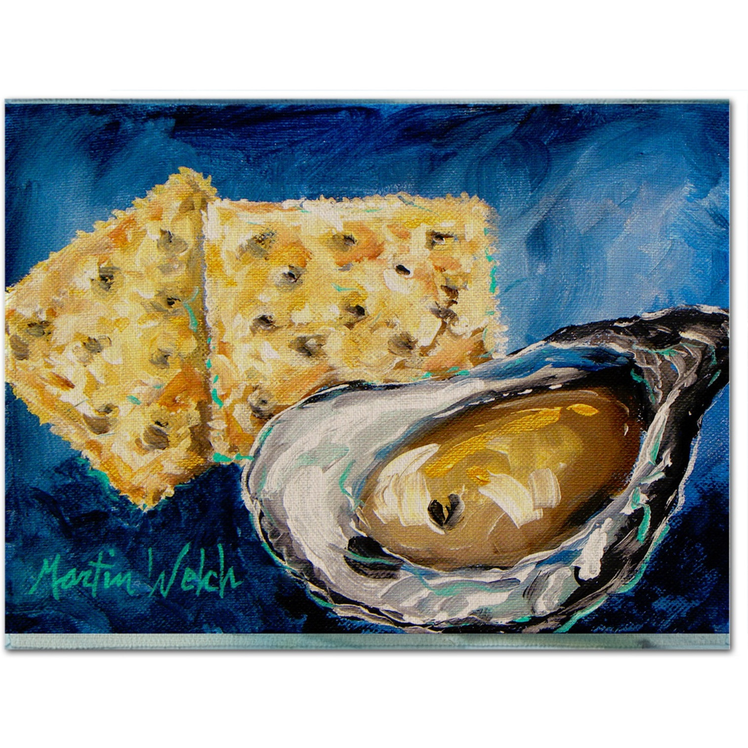 &quotCaroline's Treasures MW1089PLMT Oysters Two Crackers Fabric Placemat, Multicolor"