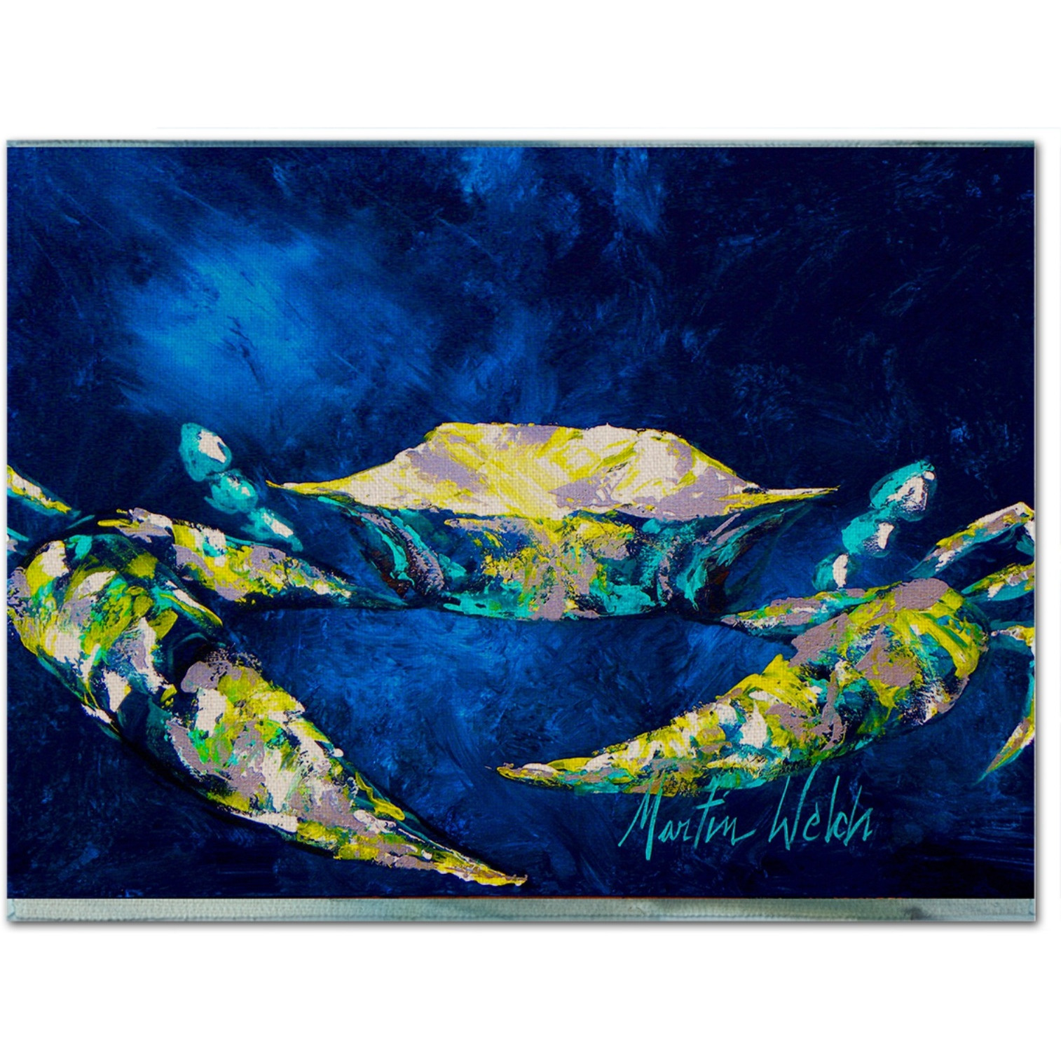 &quotCaroline's Treasures MW1101PLMT Crab Blue Fabric Placemat, Multicolor"