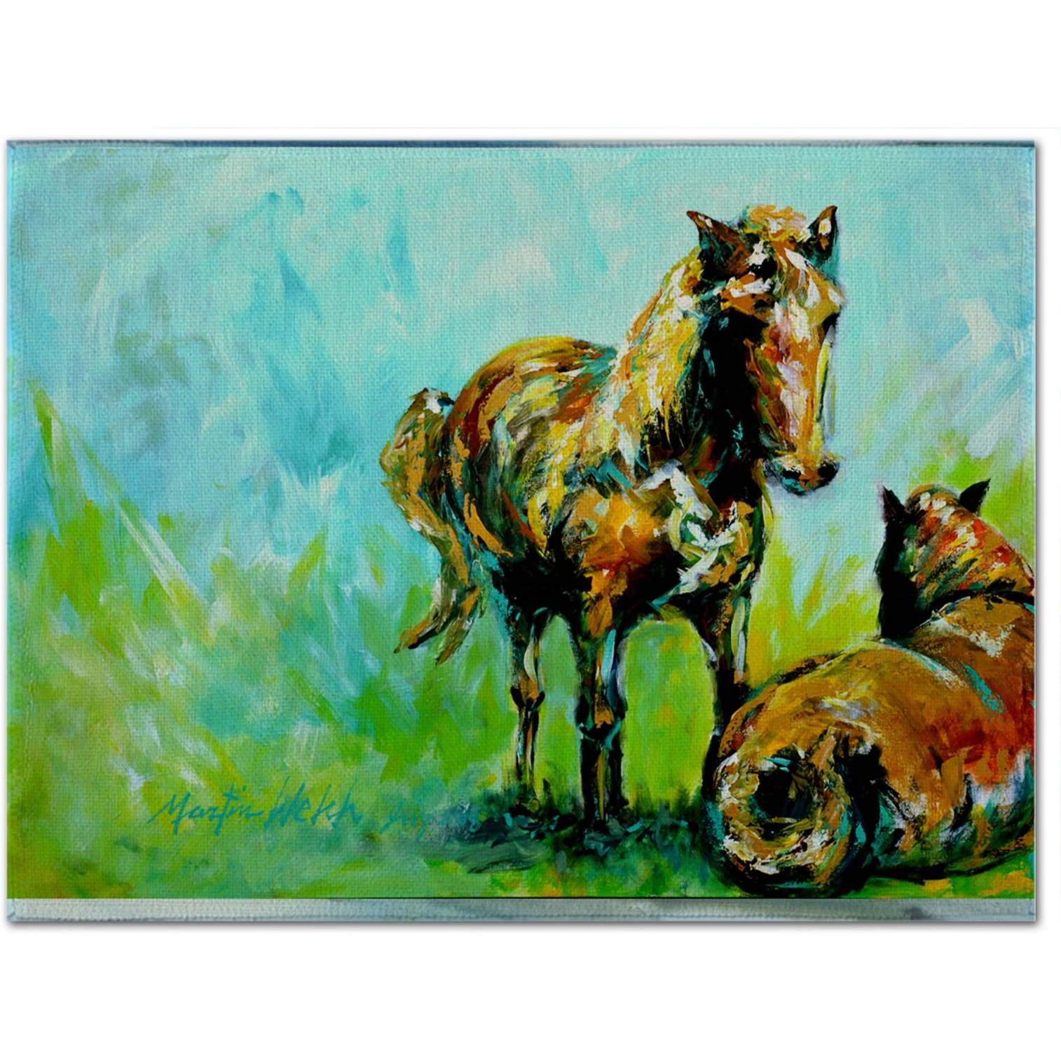 &quotCaroline's Treasures MW1126PLMT Horse Grazin Fabric Placemat, Multicolor"