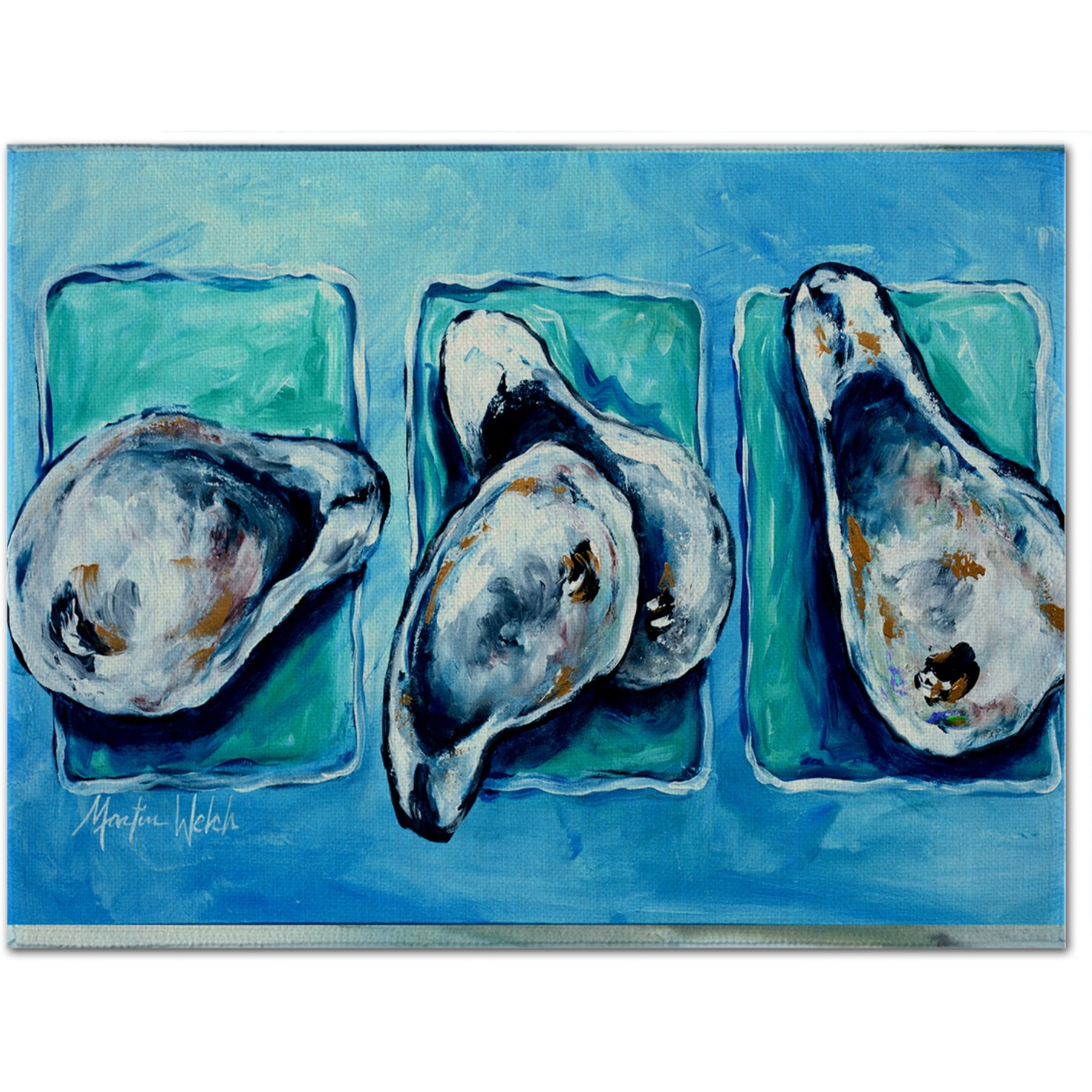 &quotCaroline's Treasures MW1110PLMT Oyster + Oyster  Oysters Fabric Placemat, Multicolor"